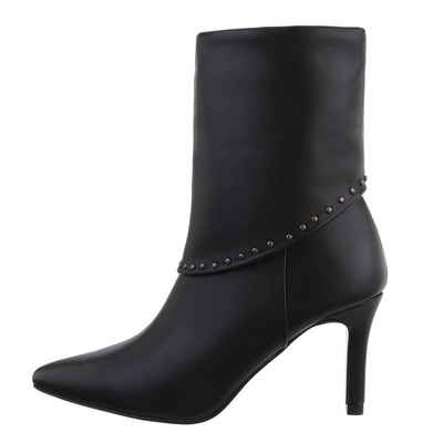 Ital-Design Damen Abendschuhe Elegant High-Heel-Stiefelette Pfennig-/Stilettoabsatz High-Heel Stiefeletten in Schwarz