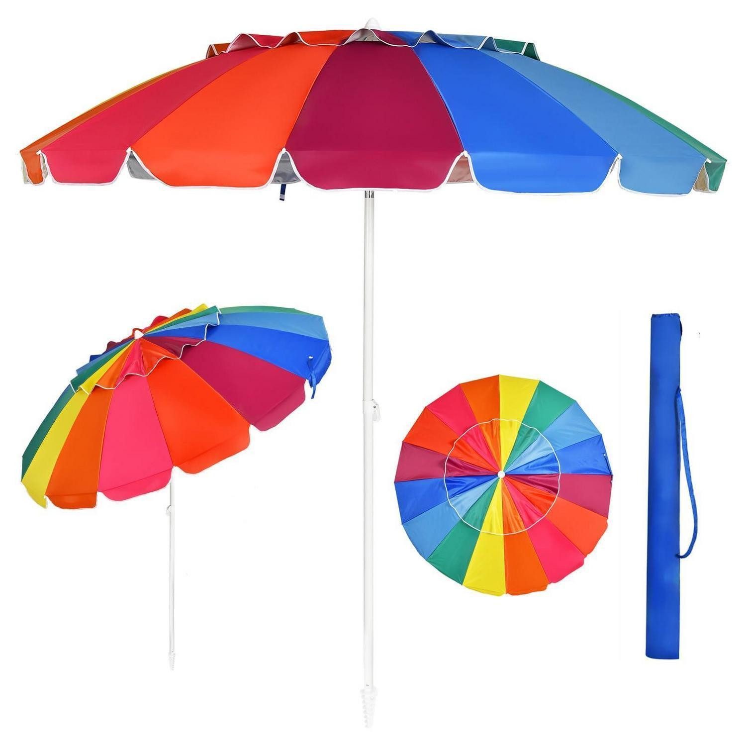 LuxusKollektion Sonnenschirm Strandschirm 245 cm knickbar bunt
