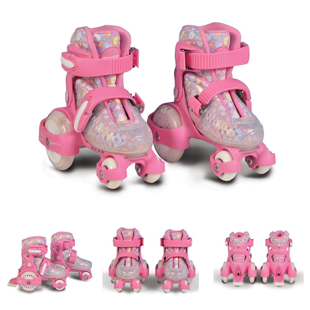Byox Rollschuhe Rollschuhe Beetle Größe XS 26-29, PU-Rollen, ABEC-5 Lager, Stopper hinten