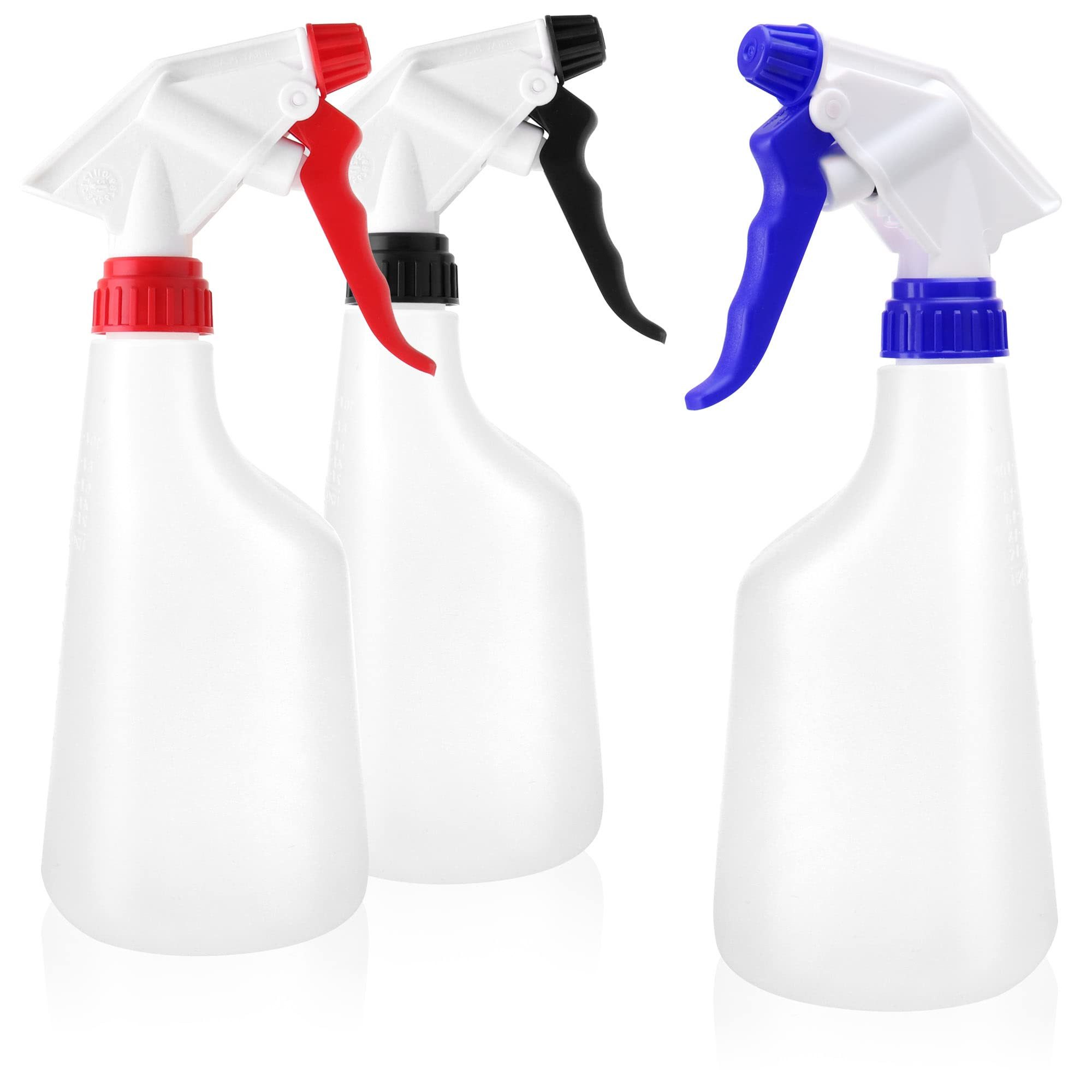com-four Sprühflasche Sprühflasche - chemiebeständiger Pumpsprüher für Mineralöle, (3-tlg), verdünnte Säuren, Lösungsmittel, Laugen, Pflanzendüngemittel - 600 ml