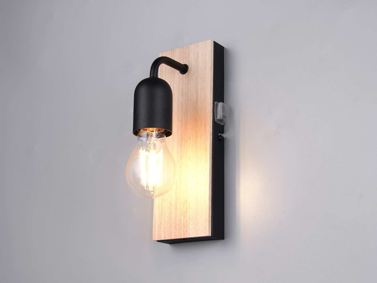TRIO Leuchten LED Spiegelleuchte, Dimmfunktion, LED wechselbar, Warmweiß, Wand Bad-lampe mit Schalter und Holz, Spiegel-leuchte Höhe 24cm