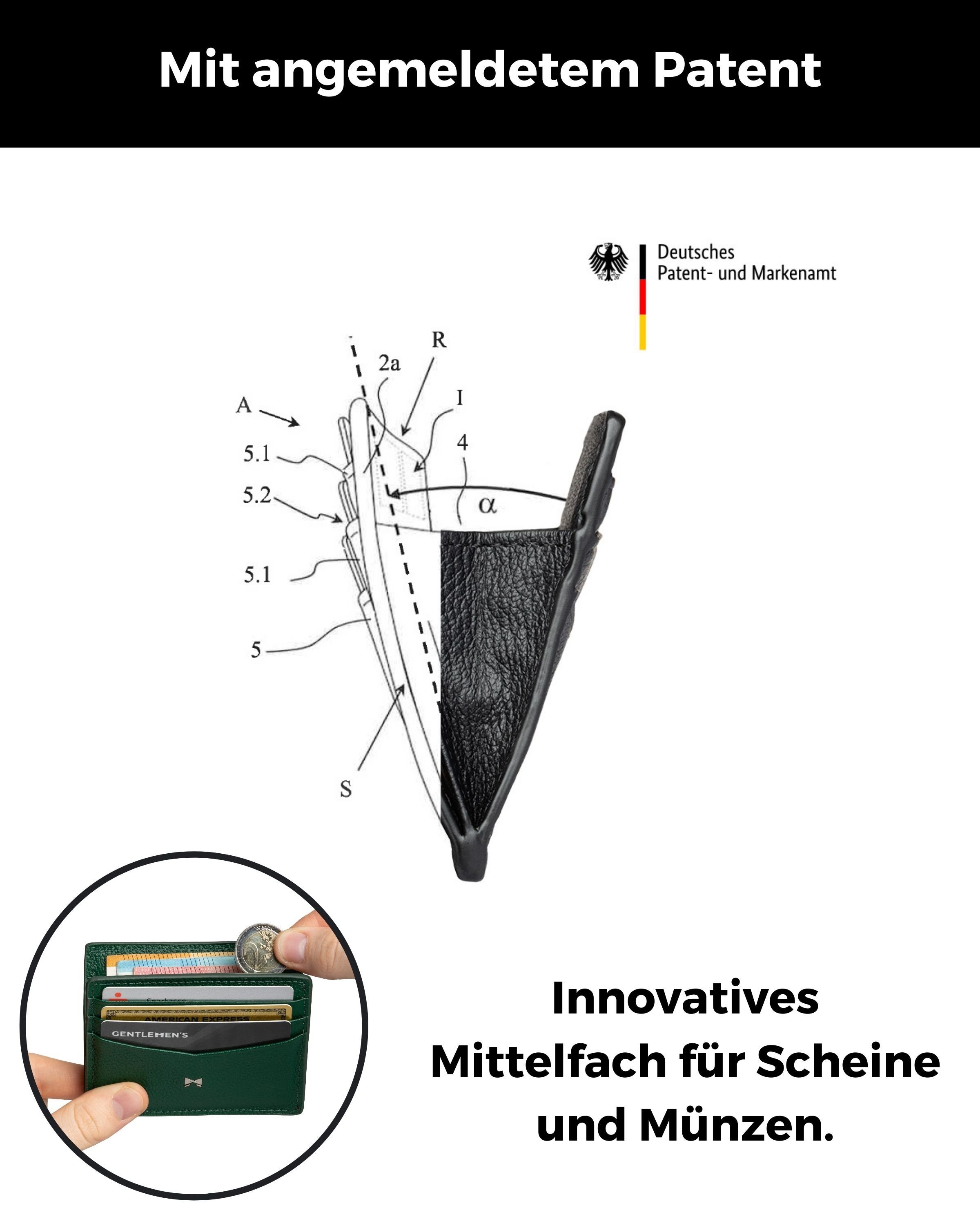 Gentlemen's Kartenetui - Kreditkartenetui mit Münzfach & RFID Schutz - Slim Wallet Herren, Slim Wallet Herren mit Scheinfach und AirTag-Fach – Bild 5 von 5