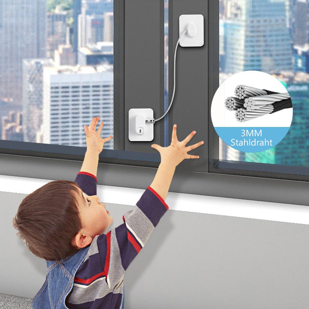 NUODWELL Kindersicherung 2 Stück Kühlschrank Schloss mit Klebstoff und Schlüsseln, ohne Bohren, Kühlschrankschloss für Gefrierschrank, Schränke, Schubladen, Fenster