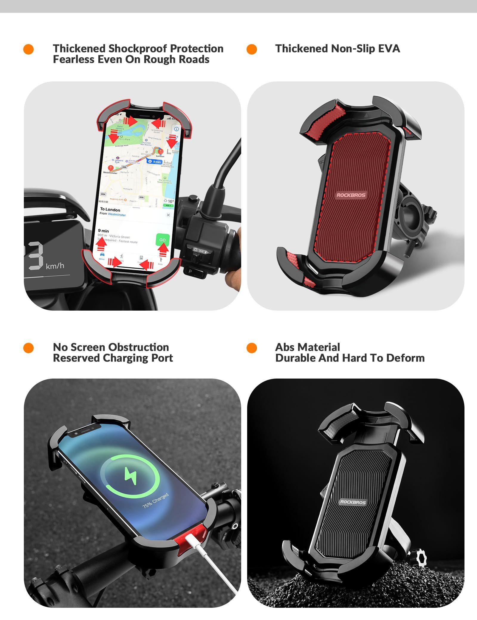 ROCKBROS Handy-Halterung Handyhalterung 360° Drehbar Universal Handy Halterung, (bis 7 Zoll, Fahrrad Handyhalter Motorrad für 4,7-7,0 Zoll Smartphone)