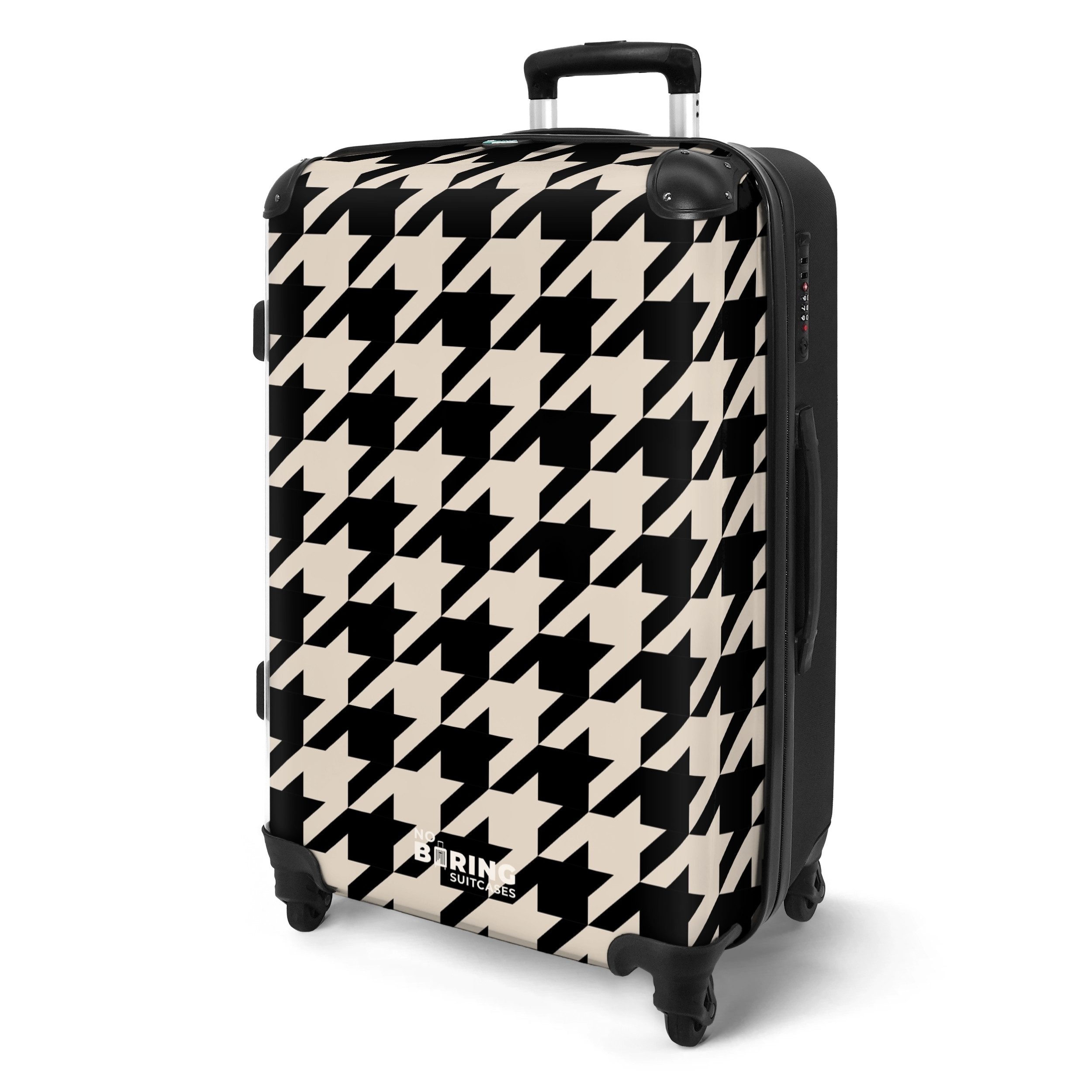 NoBoringSuitcases.com© Hartschalen-Trolley Schwarz-beige Pied de Poule-Must günstig online kaufen