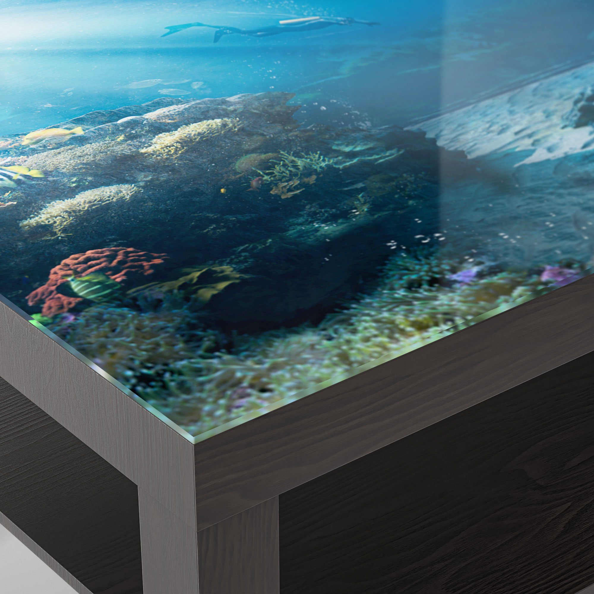 DEQORI Couchtisch 'Korallenriff-Taucher', Glas Beistelltisch Glastisch Schwarz modern
