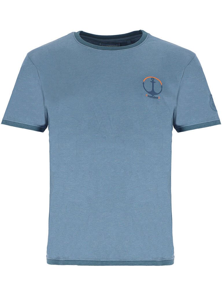 Wattlöper T-Shirt 11407 Herren Kurzarm-Shirt Anker-Kreis-Print - Rundhalsshirt Maritim Sommershirt & Freizeitshirt Rundhalsausschnitt, hochwertige Details