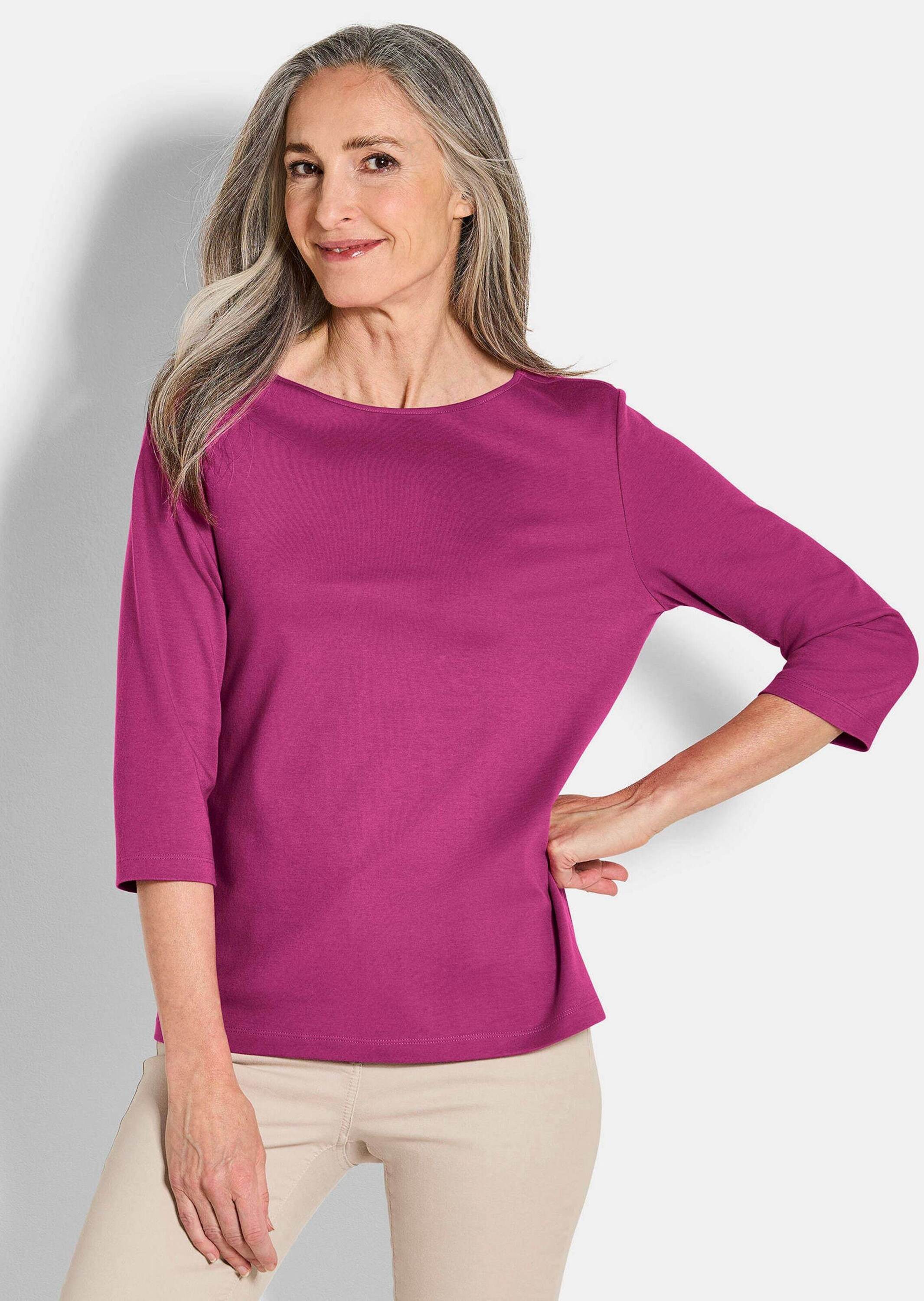 Print-Shirt Basic Shirt mit U-Boot-Ausschnitt