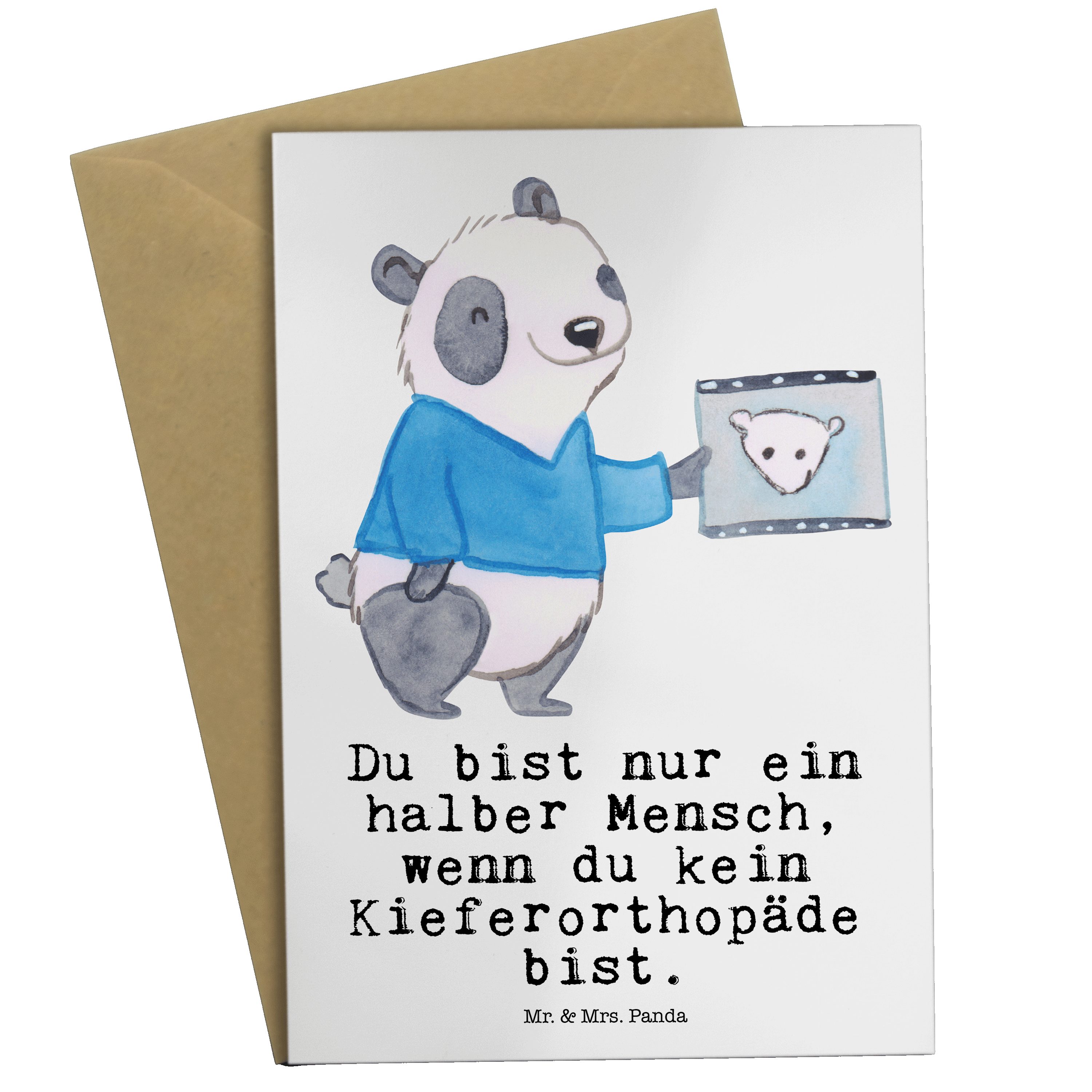Mr. & Mrs. Panda Grußkarte Kieferorthopäde mit Herz - Weiß - Geschenk, Firma, Klappkarte, Kolleg