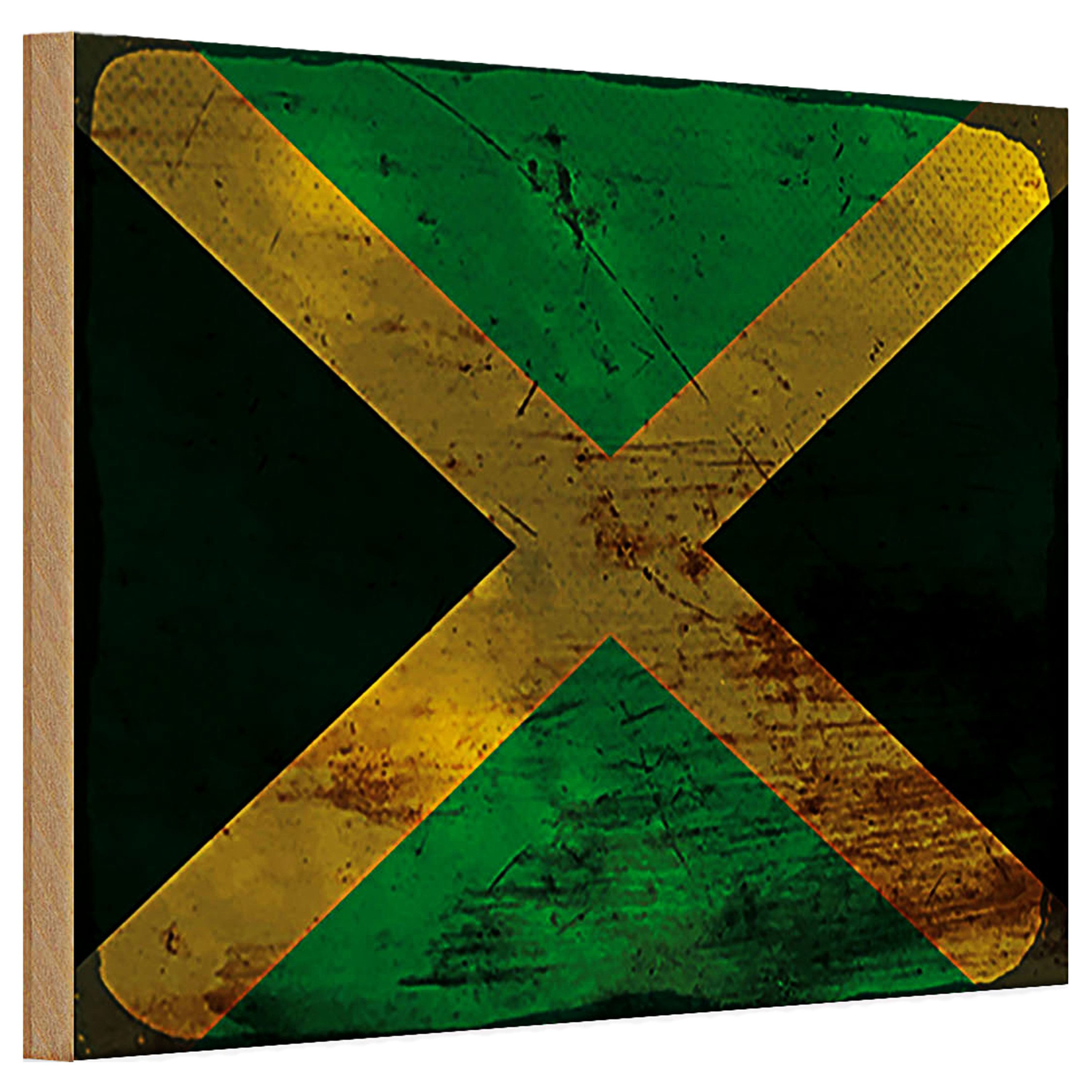 Roomando Holzbild Holzschild Flagge Jamaika 30x20cm Flag of Jamaica Rost