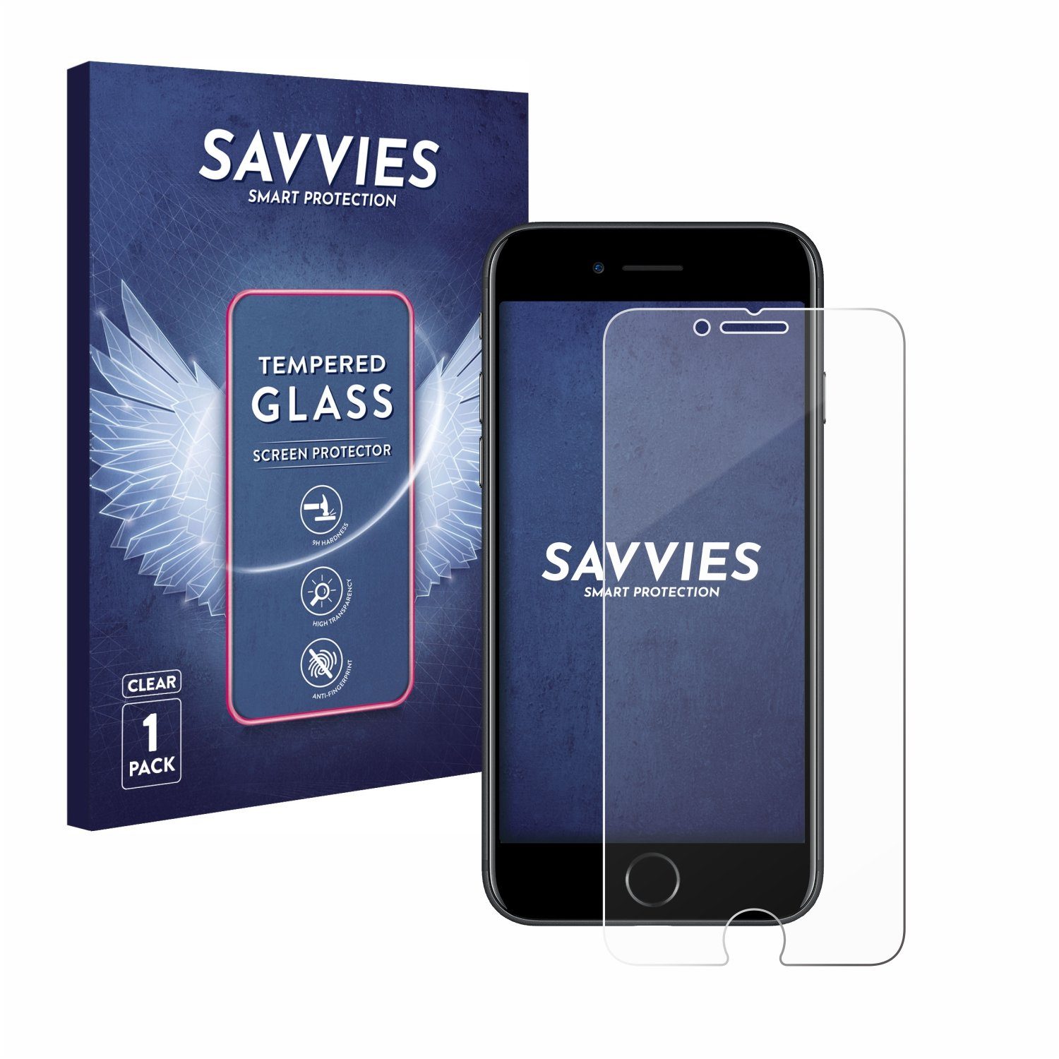 Savvies Displayschutzglas Schutzglas für Apple iPhone 7, Displayschutz 9H Glas Klar Transparent