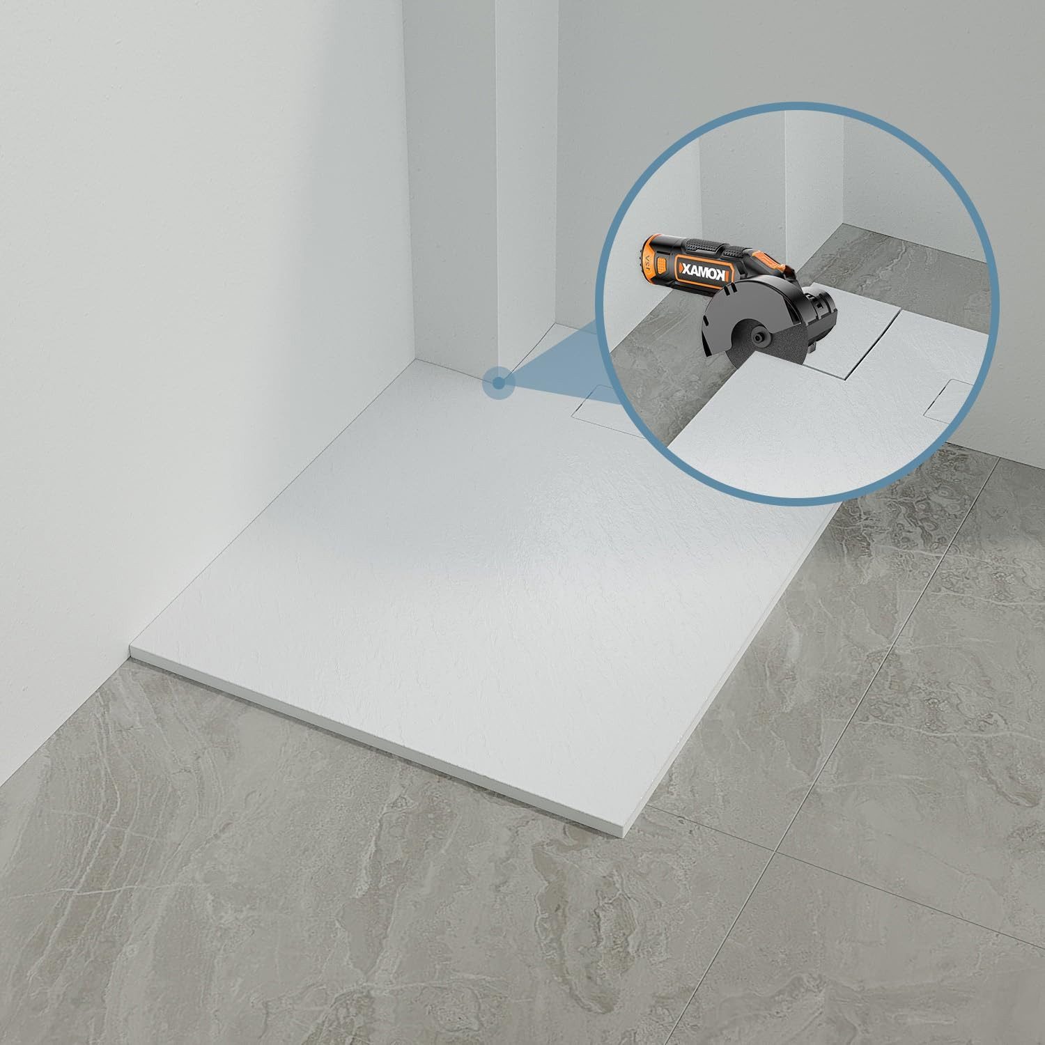 AQUALAVOS Duschwanne Duschtasse aus SMC Weiß Antirutsch Quadratisch 80 /90 /100 cm, Quadratisch, Sheet-Molding-Compound (SMC) , L: 80-100cm, B: 80-100cm Ablaufg – Bild 3 von 5
