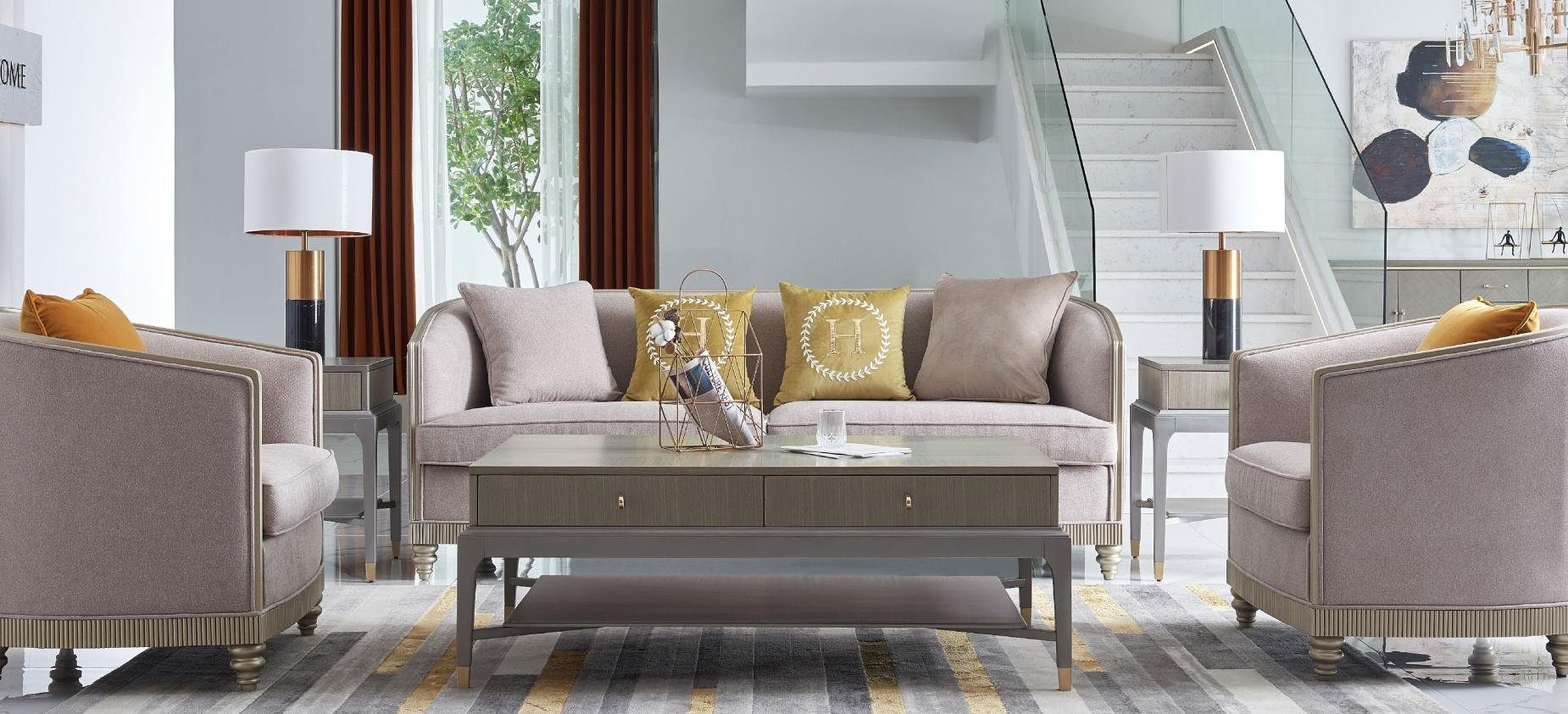 JVmoebel Sofa Designer Couch Sitzer Europe 3+1+1 Polster BeigeTextil Garnitur, Sitz in Made