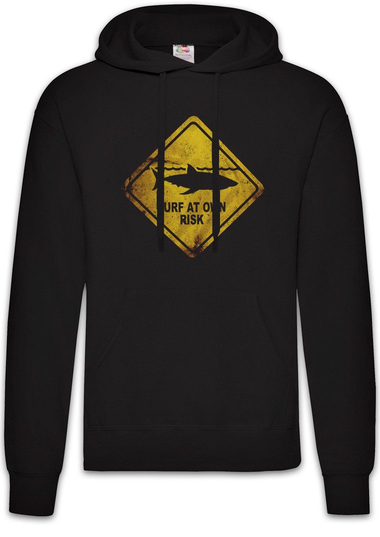 Urban Backwoods Hoodie Shark Warning Sign Herren Hoodie Weißer Hai Surfer Surfing Diver (1-tlg) Taucher Jaws Warnung Warnschild