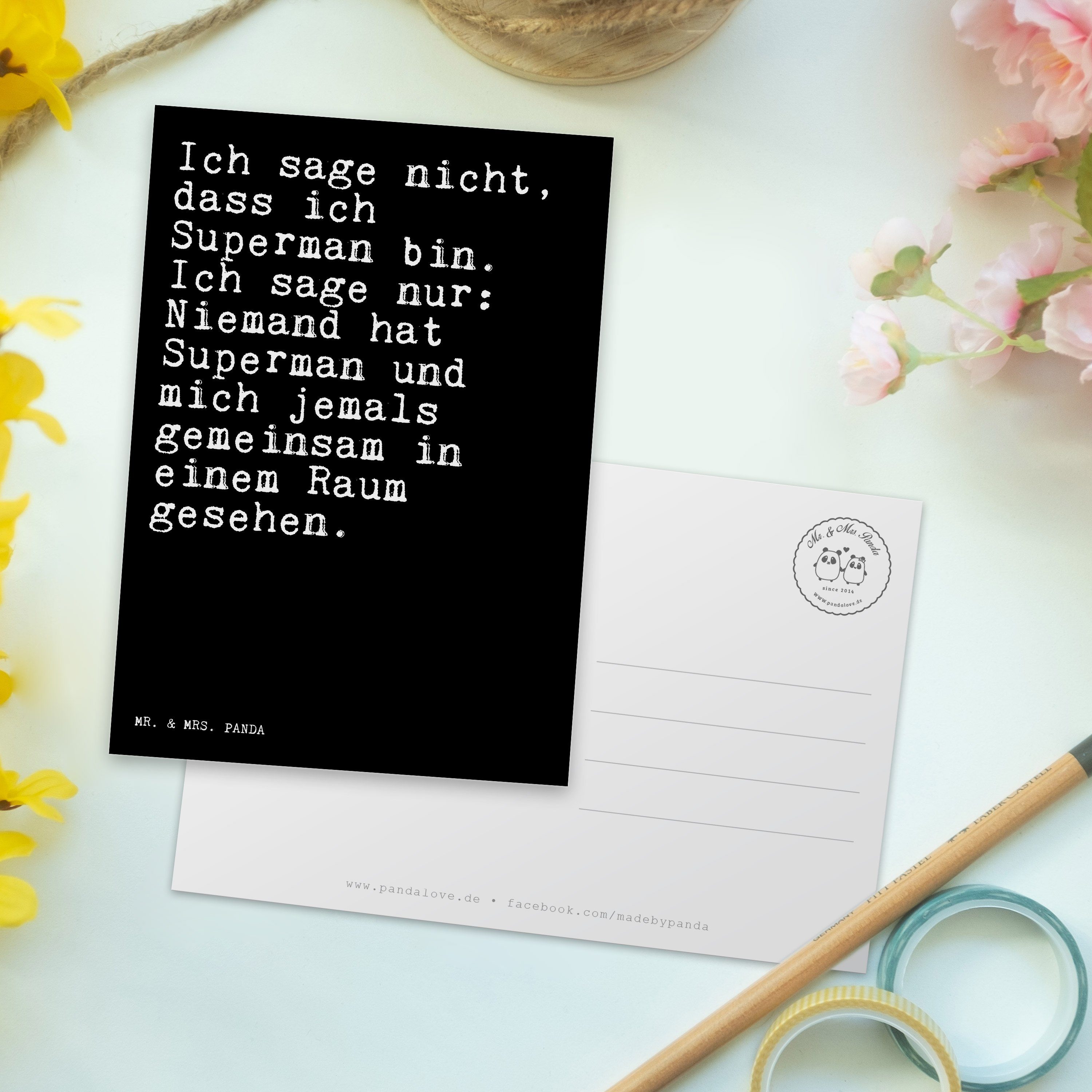 Mr. nicht, - Panda Ich Postkarte S Geschenk, & - sage Spruch, Mrs. Schwarz Spruch Comic, dass...