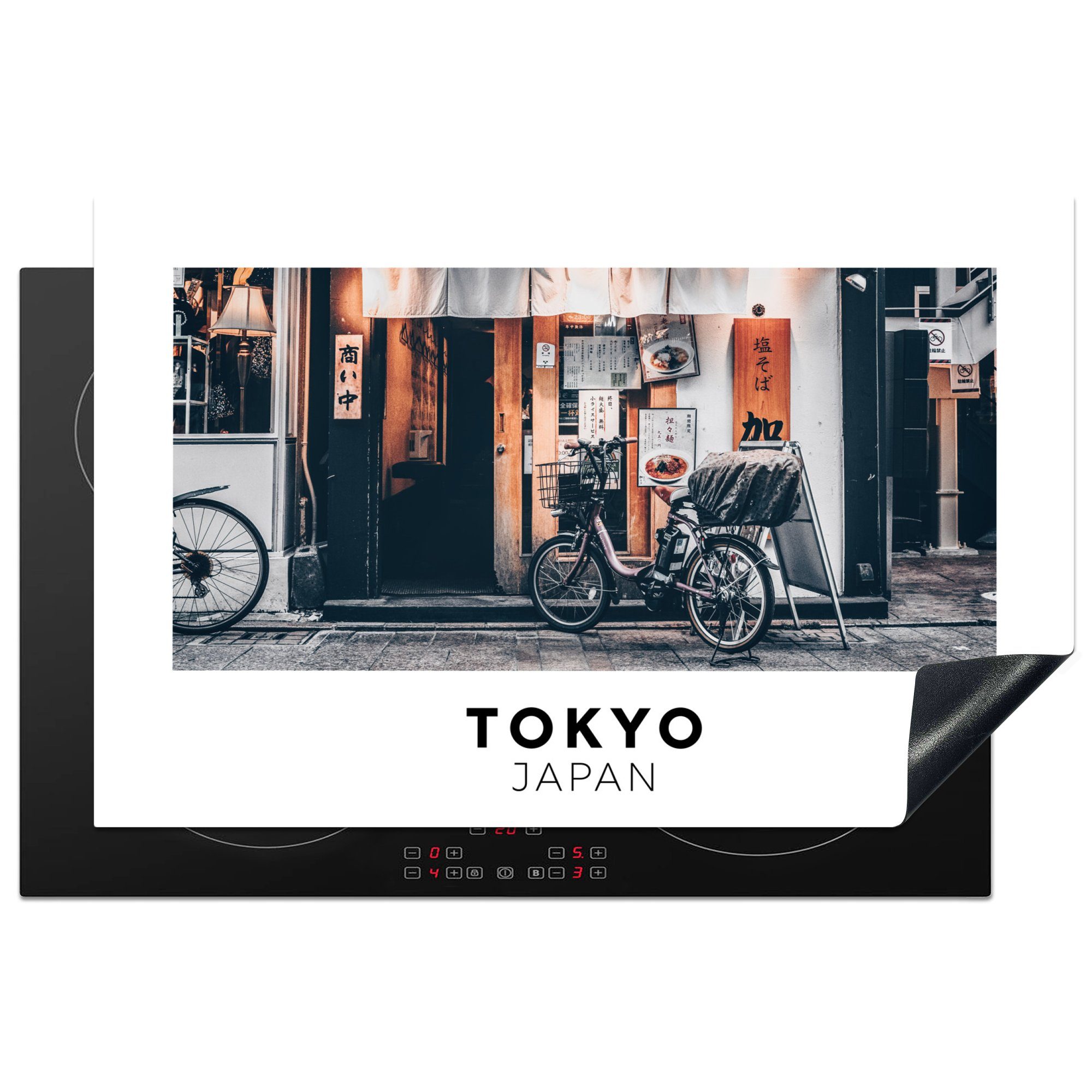 81x52 - tlg), Vinyl, Ceranfeldabdeckung - küche, cm, Tokio Schutz Fahrrad, Induktionskochfeld (1 die MuchoWow Herdblende-/Abdeckplatte für Japan