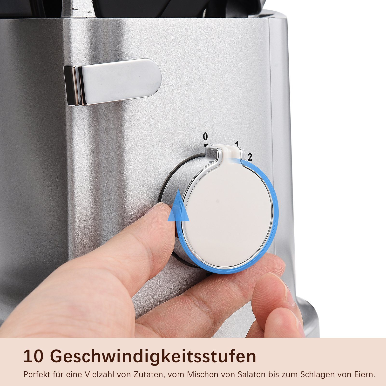 FUROKOY Küchenmaschine mit Kochfunktion Multifunktional Küchenmaschine Kleine Maschine Haushaltsgeräte Silber Mixer