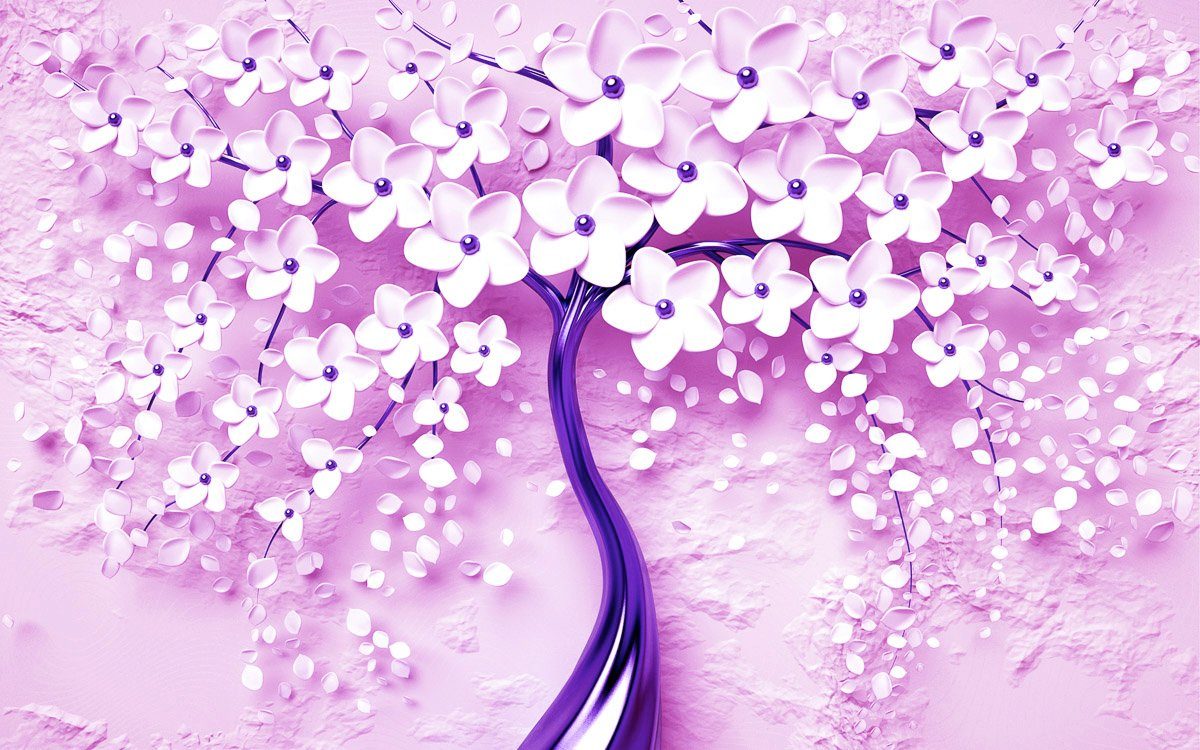 Papermoon Fototapete Blumen Baum lila