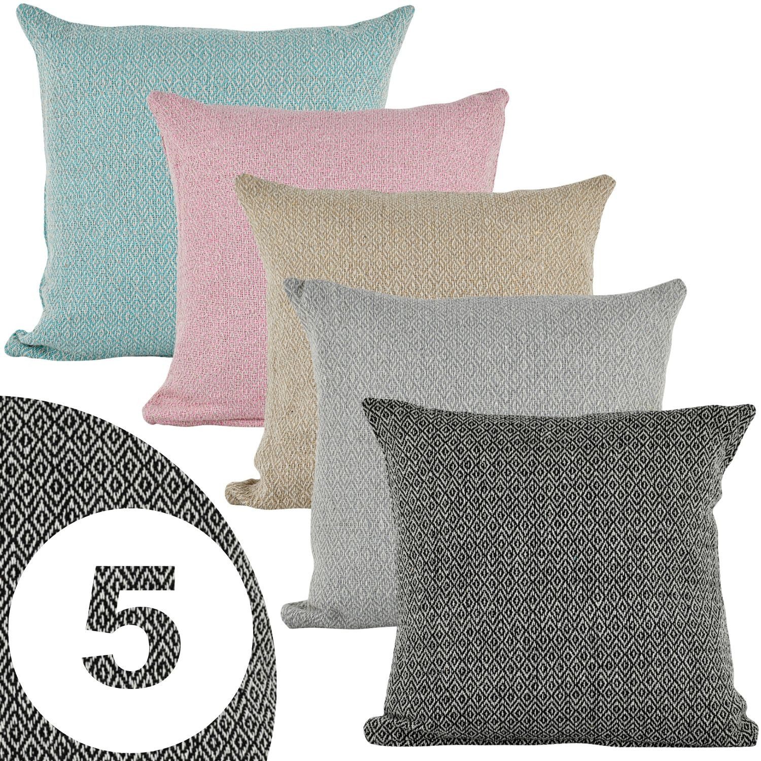 Marrakesch Orient & Mediterran Interior Zierkissen 5er Set Подушкиbezüge Calix Bunt 40cm aus Baumwolle, Boho Handarbeit