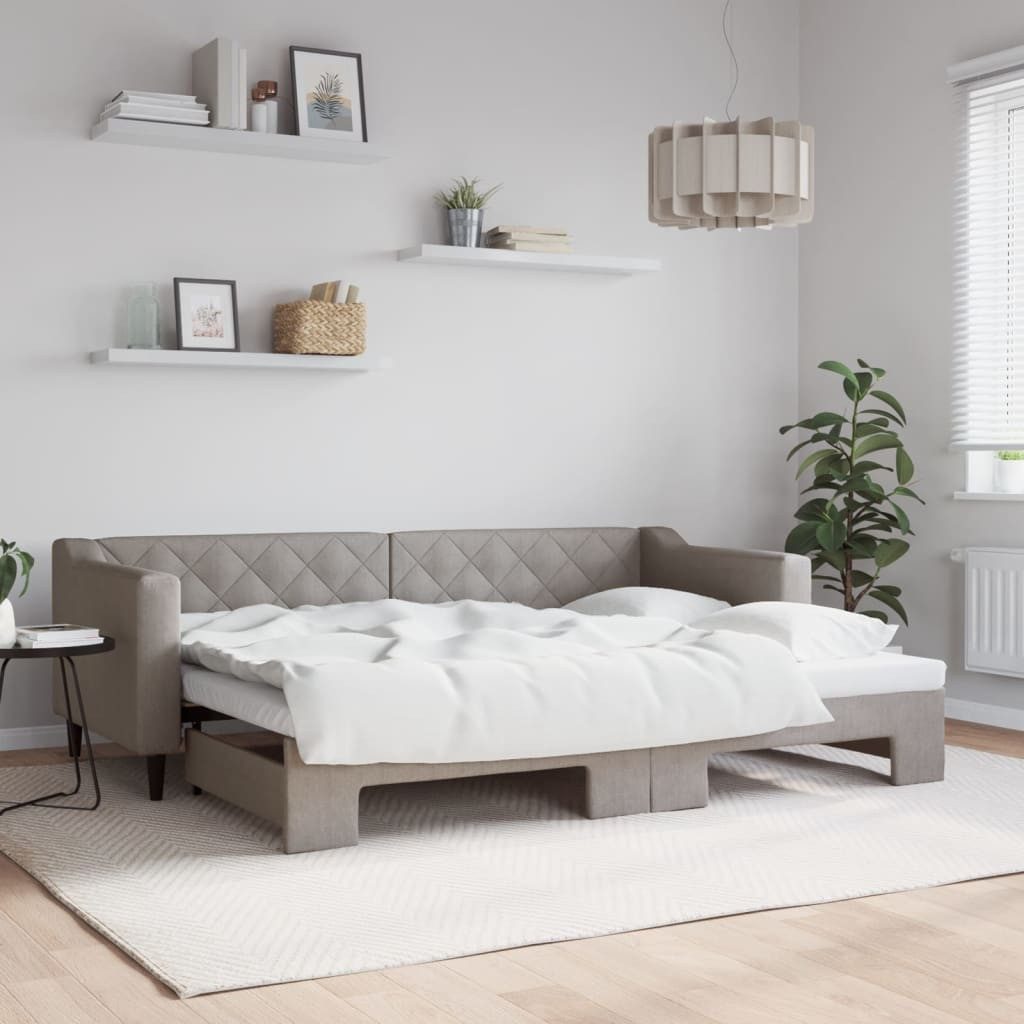 vidaXL Daybed, Tagesbett Ausziehbar Taupe 80x200 cm Stoff