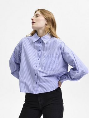 SELECTED FEMME Blusenshirt Cropped Basic Bluse Langarm Hemd aus Baumwolle SLFREKA (1-tlg) 4186 in Blau