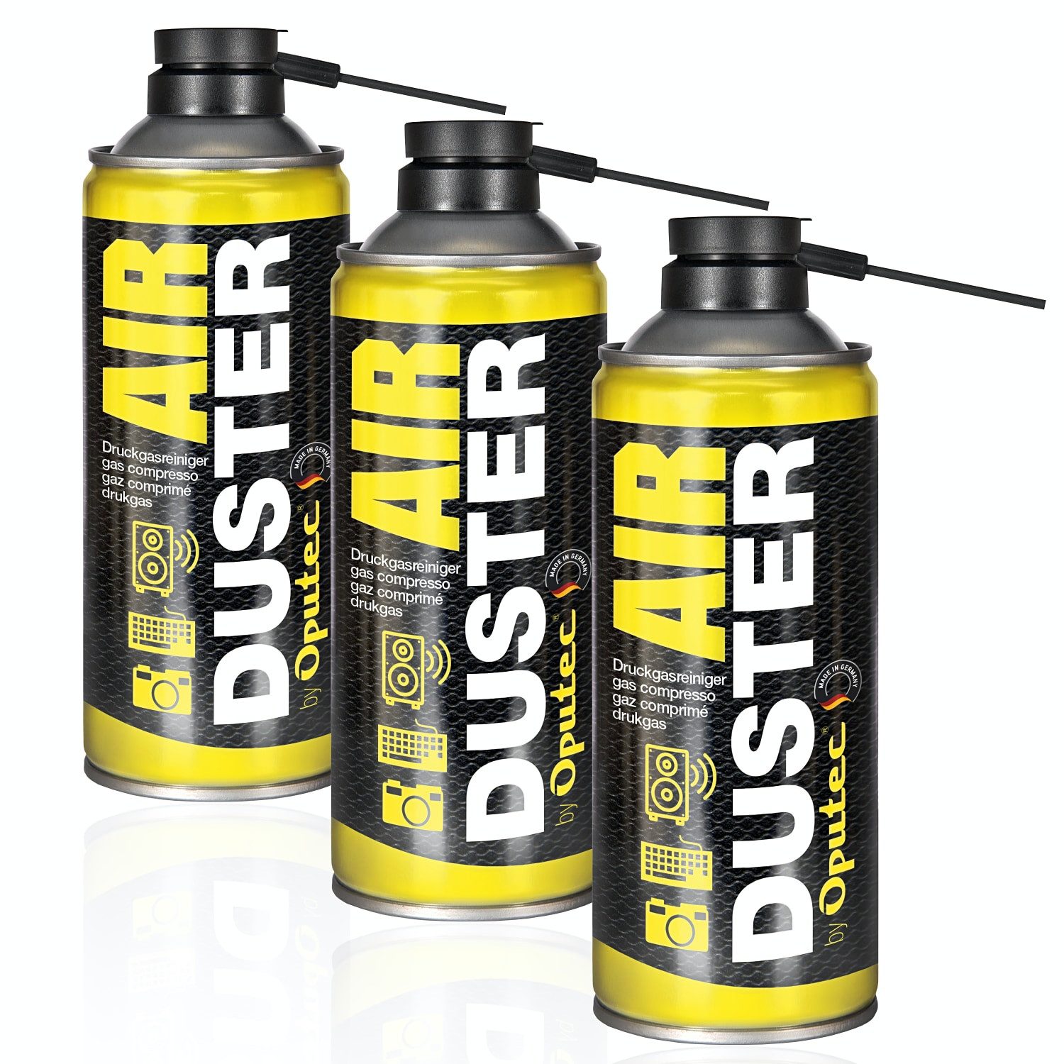 Oputec 3 x 400ml Druckluftspray Air Duster Druckgasreiniger Tastatur Reiniger Druckluftreiniger (Spar-Set)