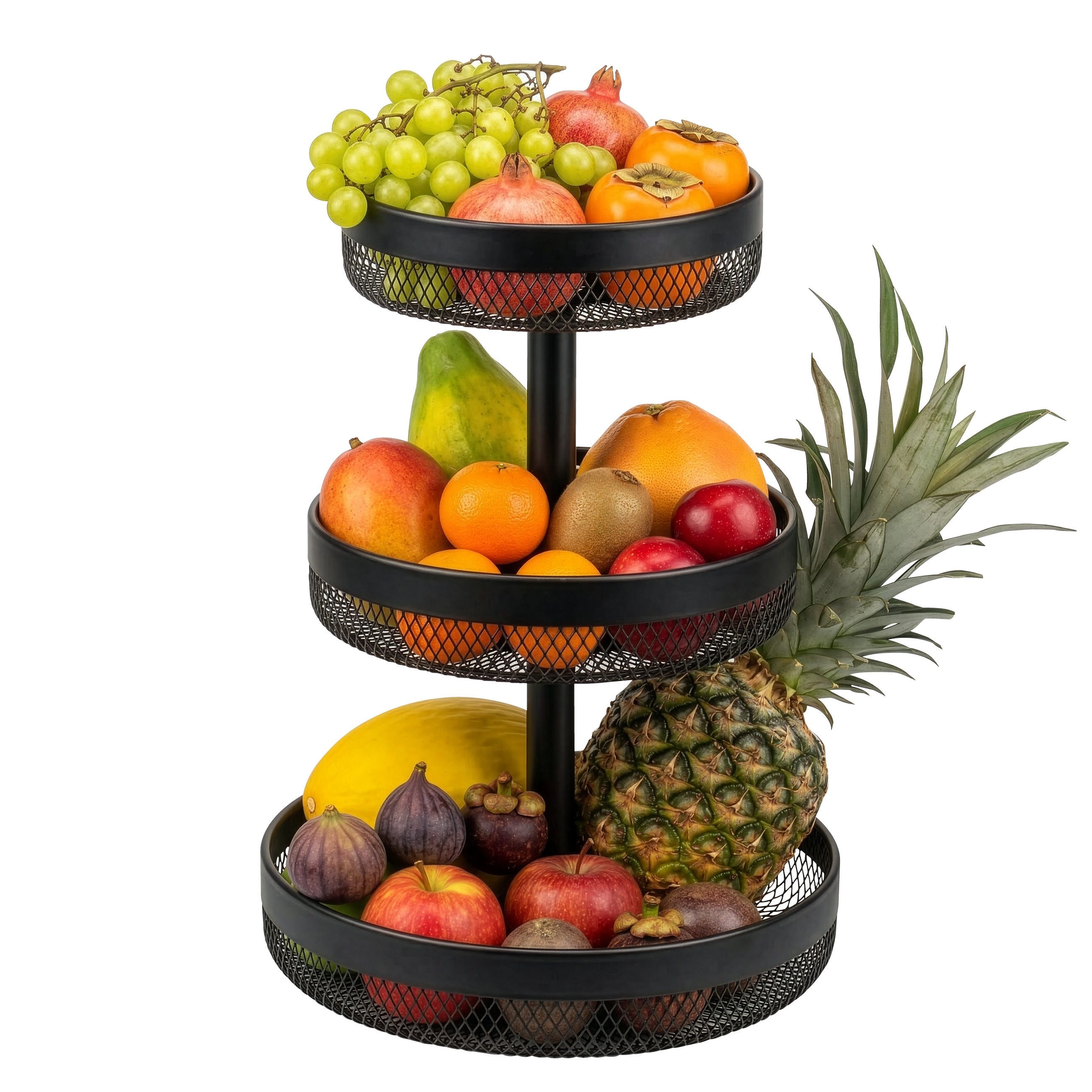 eluno Obstschale rund 3-stöckig, Ø 20 cm, 25 cm und 30 cm, Metall