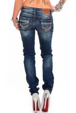 Cipo & Baxx 5-Pocket-Jeans Damen Hose BA-WD256 Casual Style mit farbigen Nähten