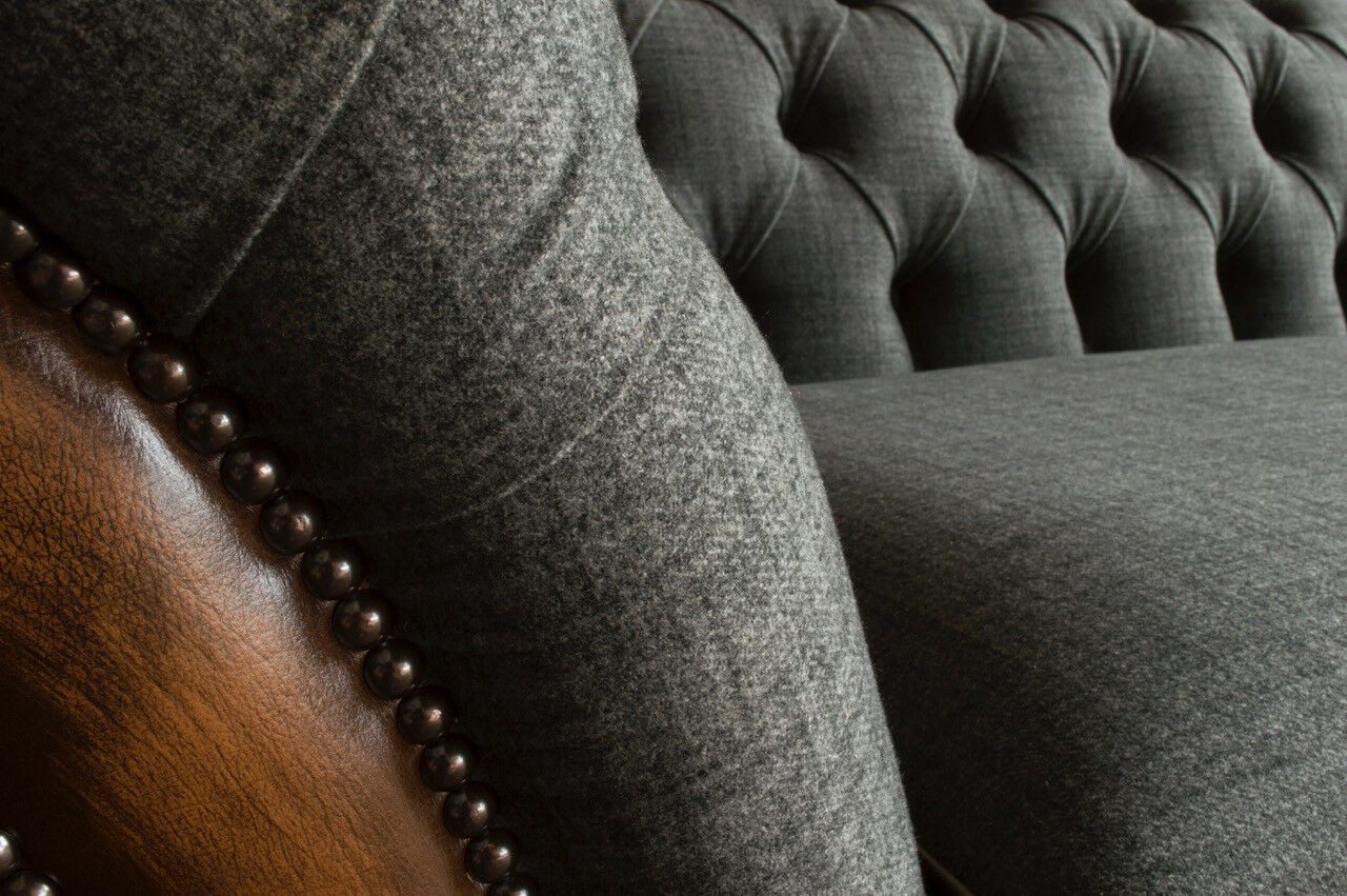 JVmoebel Chesterfield-Sofa Design Chesterfield Sofa 3-Sitzer Grau ...