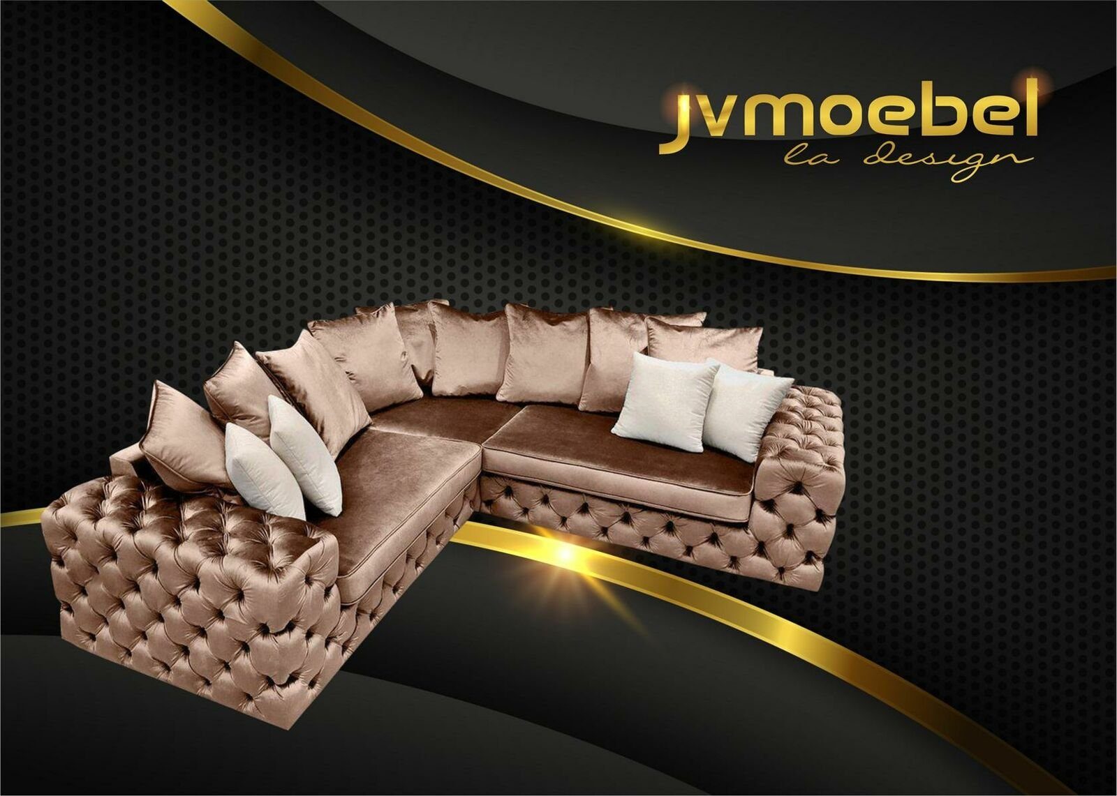 JVmoebel Ecksofa Wohnlandschaft L-Form Ecksofa Couch Design Polster Textil Beige