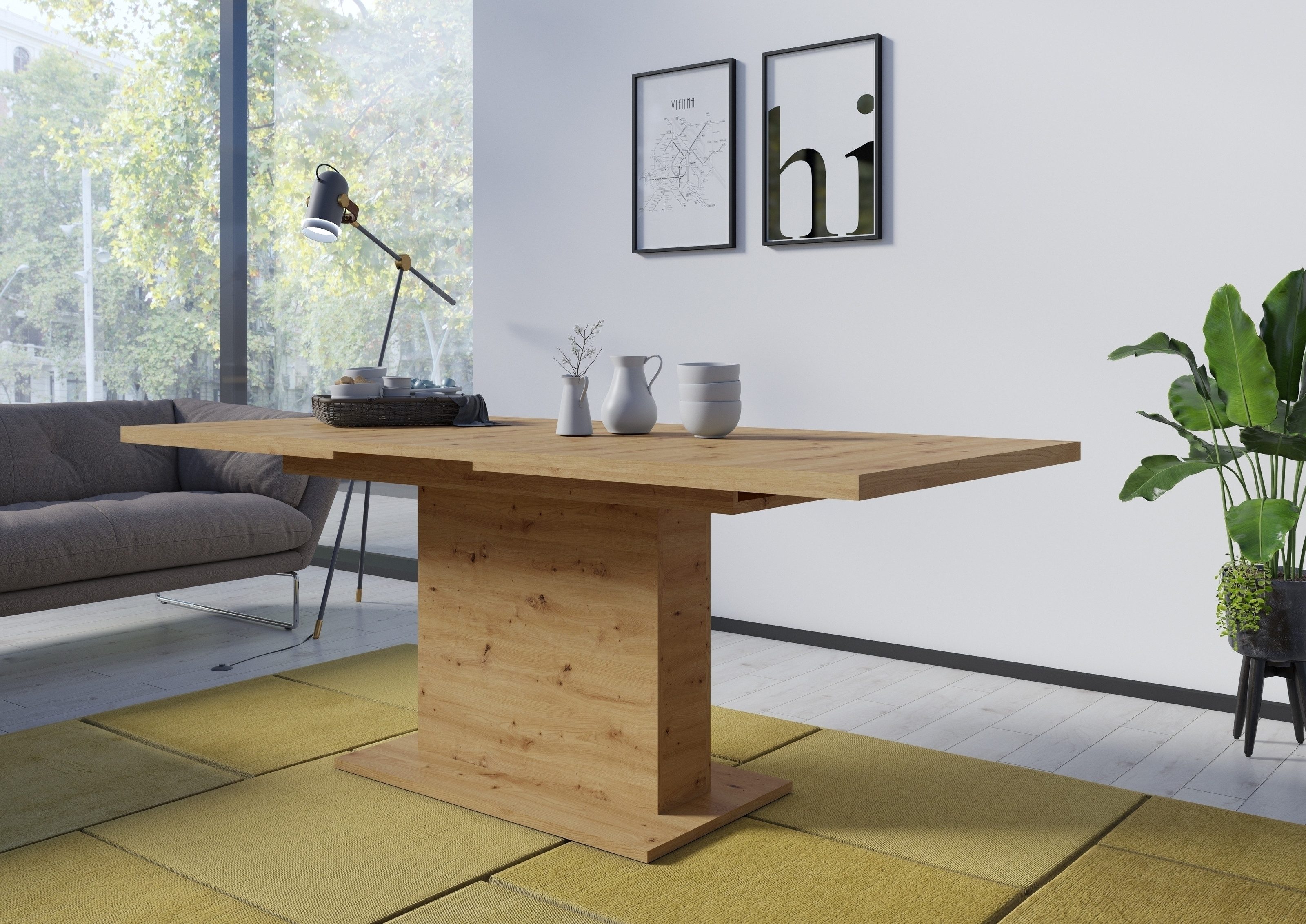 freiraum Kulissentisch LUCI, ausziehbar bis 200cm, in Artisan Eiche Dekor - 160/200x76x90cm (BxHxT)