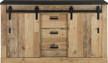 Home affaire Sideboard SHERWOOD, Holz Dekor, mit Scheunentorbeschlag und Apothekergriffen, Breite 161cm