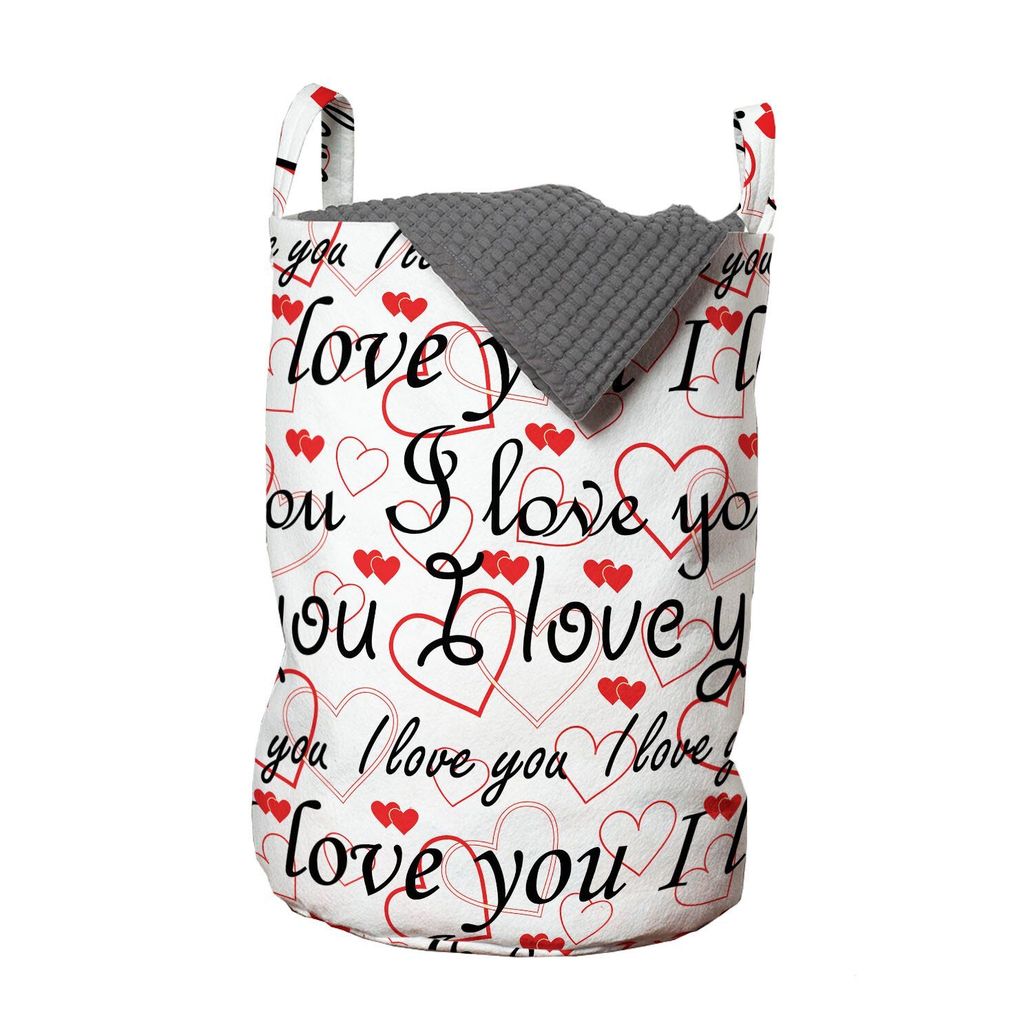 Abakuhaus Wäschesäckchen Wäschekorb mit Griffen Kordelzugverschluss für Waschsalons, Ich liebe dich Kalligraphie-Herzen