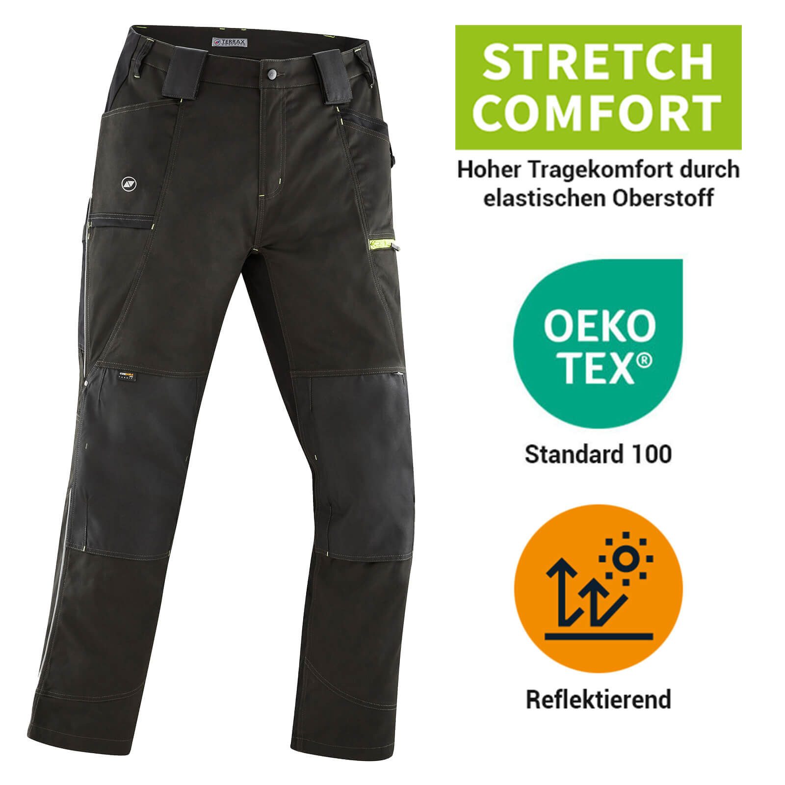 Terrax Workwear Arbeitshose 20440 Herren Arbeits-Bundhose in schmaler Form mit reflektierenden Details