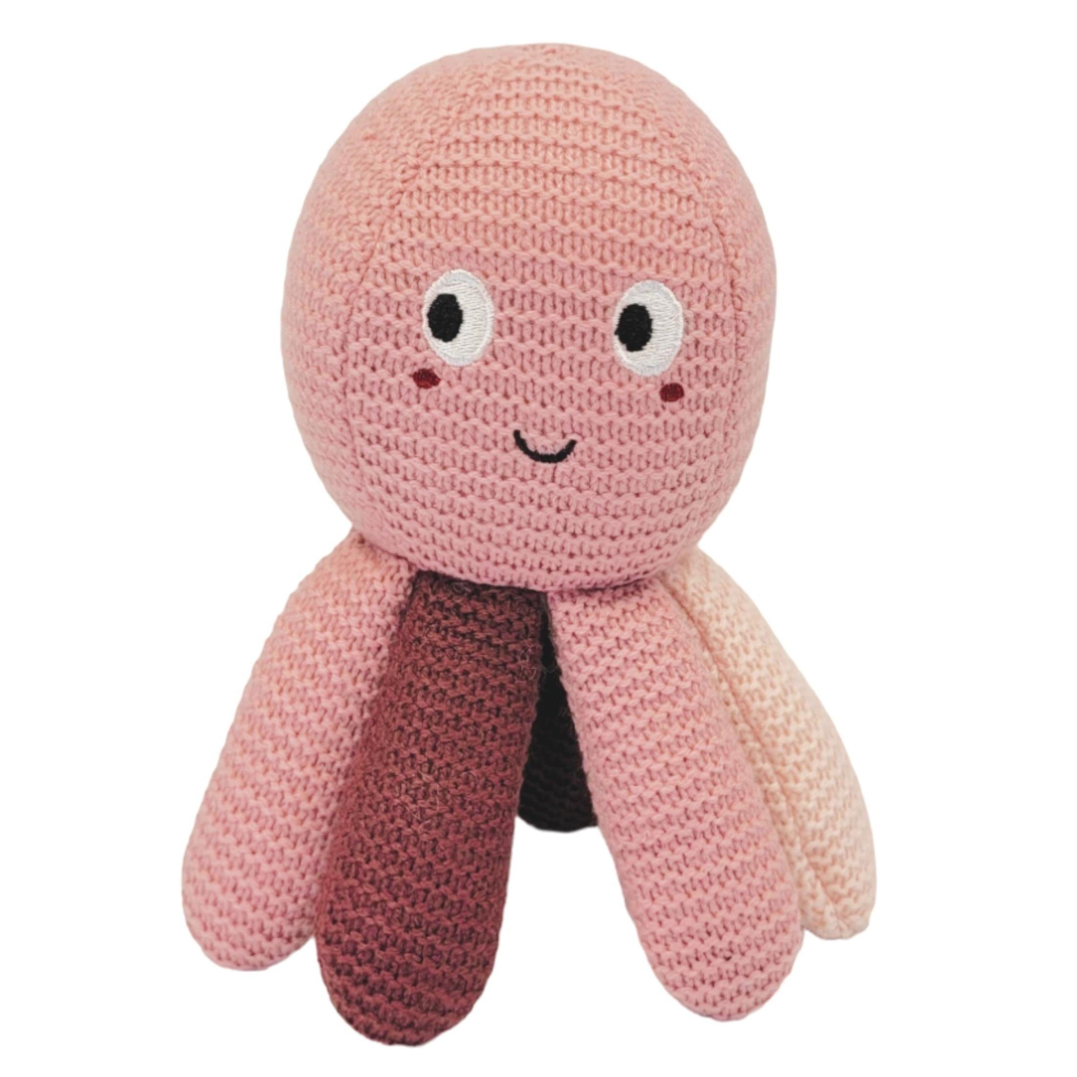 CreaDesign Kuscheltier-Rassel Kuscheltier Rassel, Krake, Plüschtier, Stofftier, rosa brombeere