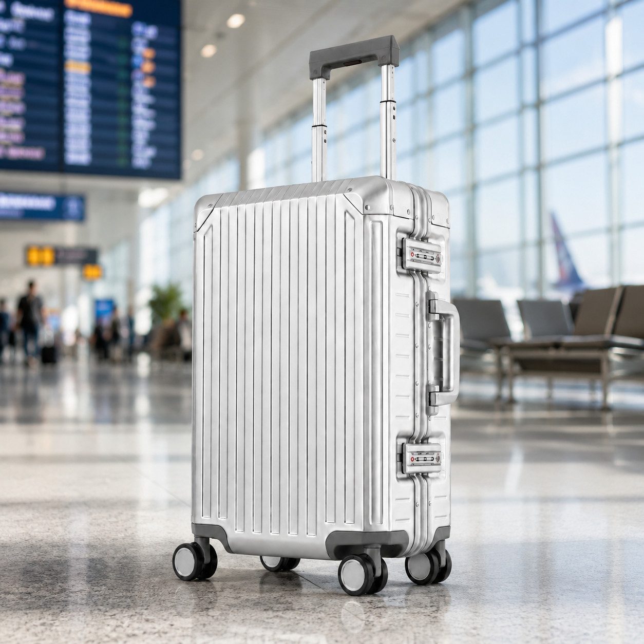 Travelhouse Handgepäckkoffer 100% Aluminium TOKYO - verschiedene Farben, 4 Rollen, mit stabilem Aluminium-Gehäuse und verstärkten Ecken