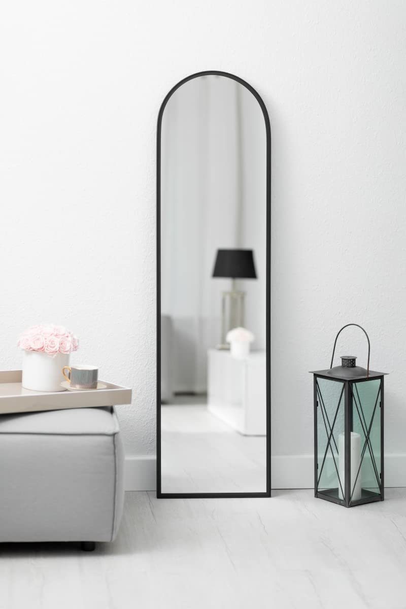 MySpiegel.de Wandspiegel Rundbogen Wandspiegel mit Alurahmen in Schwarz günstig online kaufen