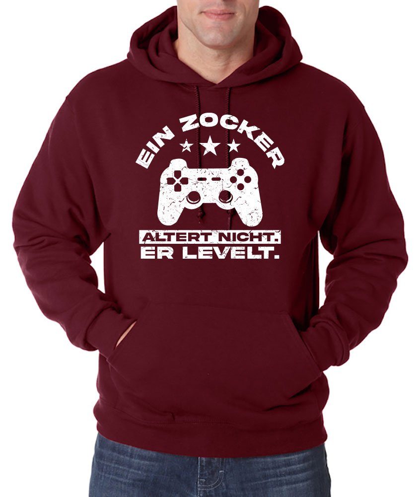 Youth Designz Kapuzenpullover Ein Zocker altert nicht, er LEVELT! Herren Hoodie Pullover mit Controller Frontprint