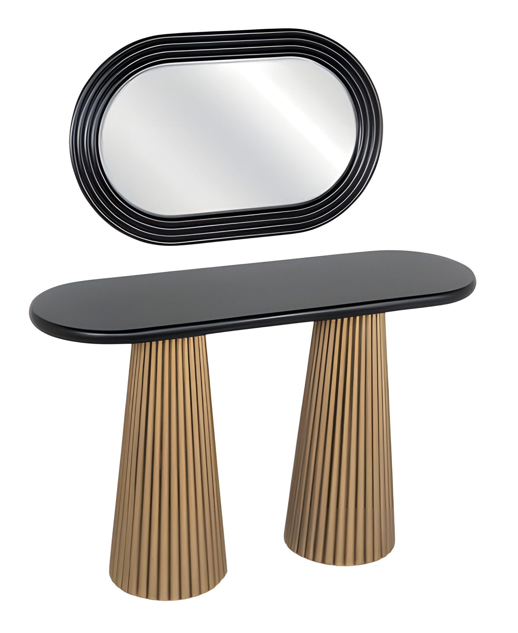 JVmoebel Schminktisch Schwarzer Schminktisch aus Holz mit integriertem Spiegel (2-St., MaßeSchminktisch mit Spiegel), Made in Europe