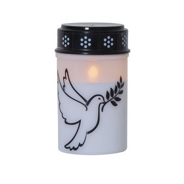 MARELIDA LED-Kerze LED Grablicht Grabkerze Taube 2 Größen Timer weiß/schwarz 2Stück (2-tlg)