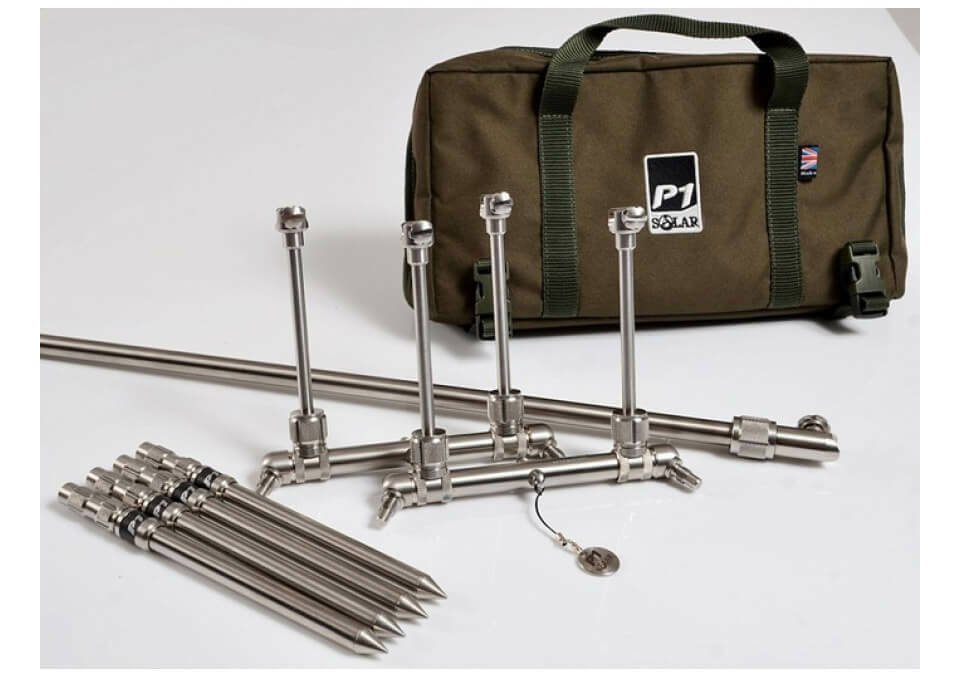 Solar Tackle Rutenhalter Solar P1 Worldwide Rod Pod, (Mainbar samt Worldwide RodPod und Beine mit Tasche)