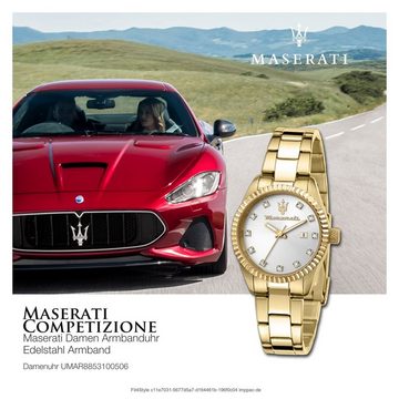 MASERATI Quarzuhr Maserati Damenuhr COMPETIZIONE, Damenuhr rund, mittel (ca. 31mm) Edelstahlarmband, Made-In Italy