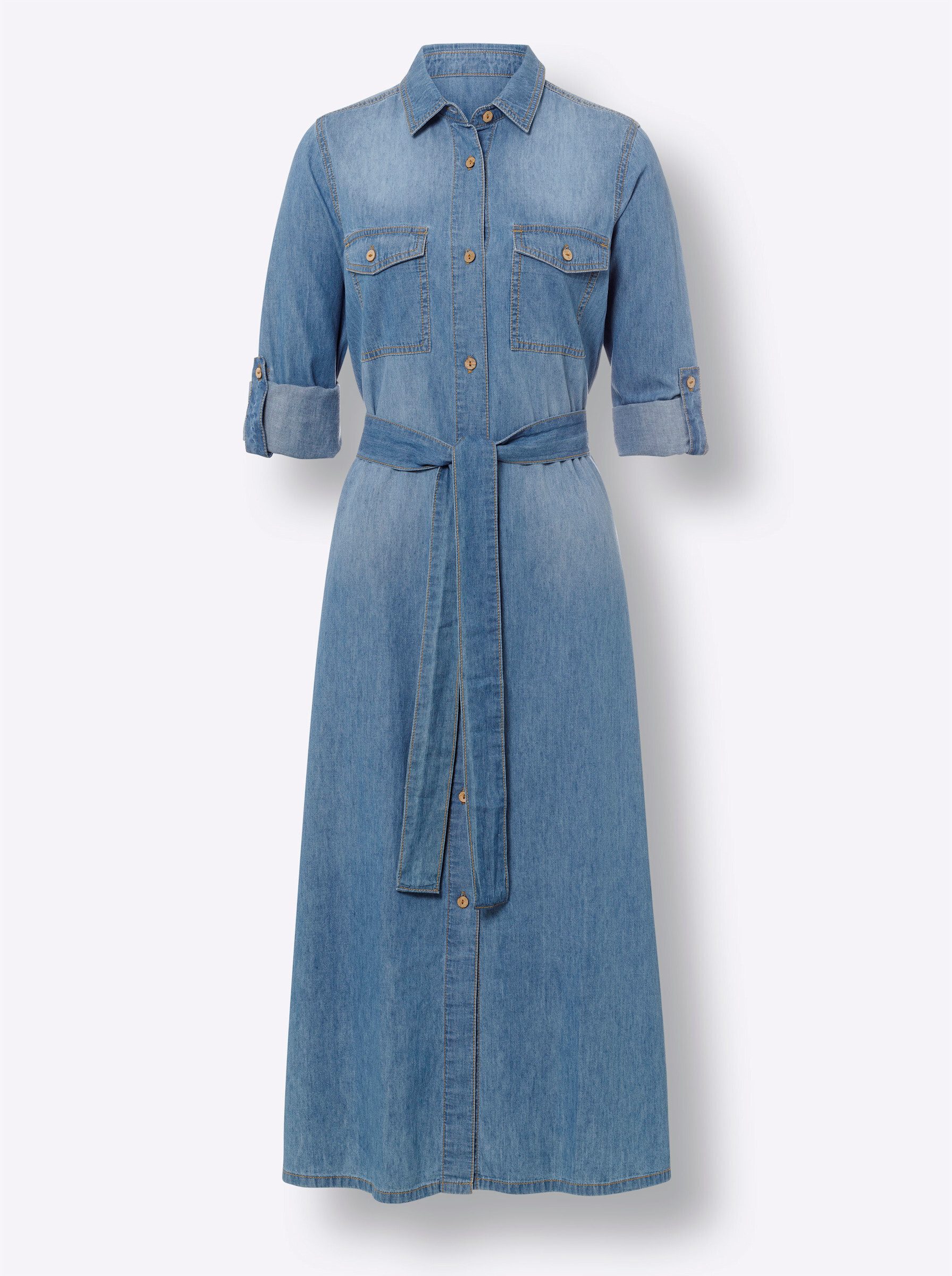 Etuikleid Jeans-Kleid Langarm