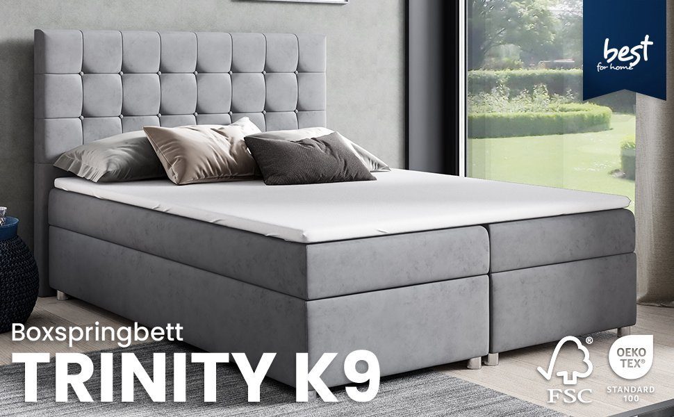 Best Trinity K9, Home Topper for Bettkasten mit Boxspringbett Rosa und