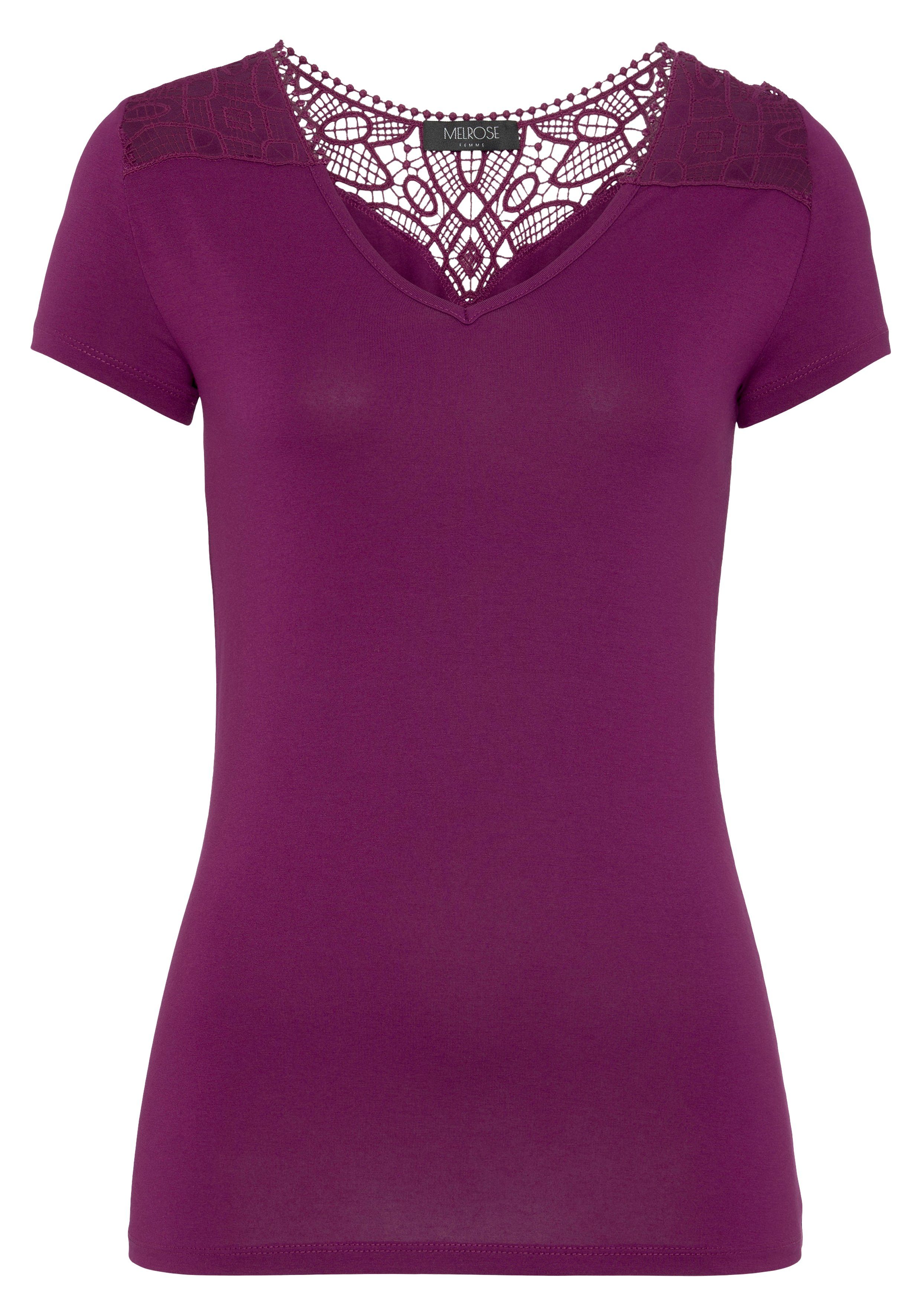 V-Ausschnitt T-Shirt lila mit Melrose