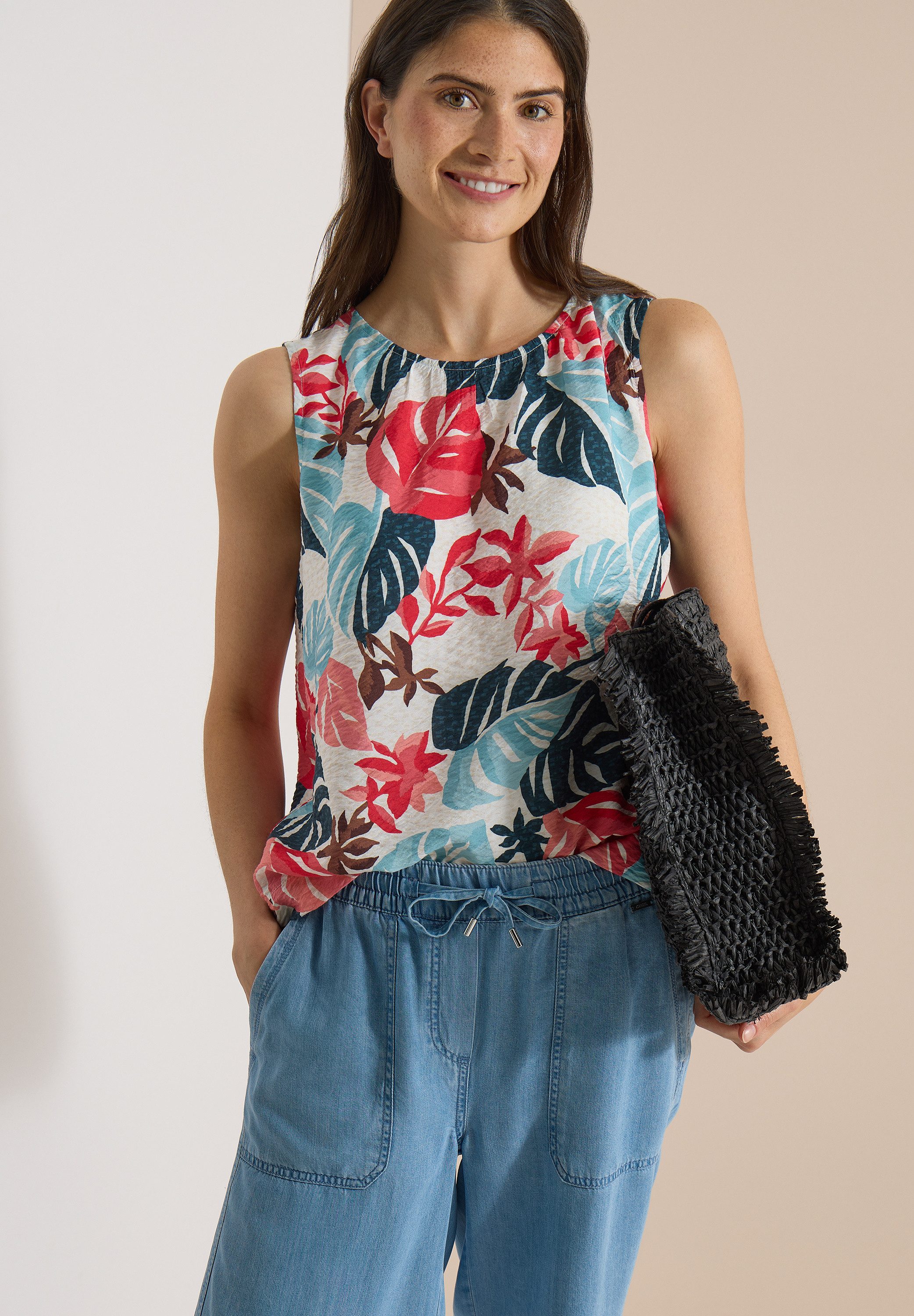 CECIL Blusentop allover-Print, Sommertop, Viskosemix