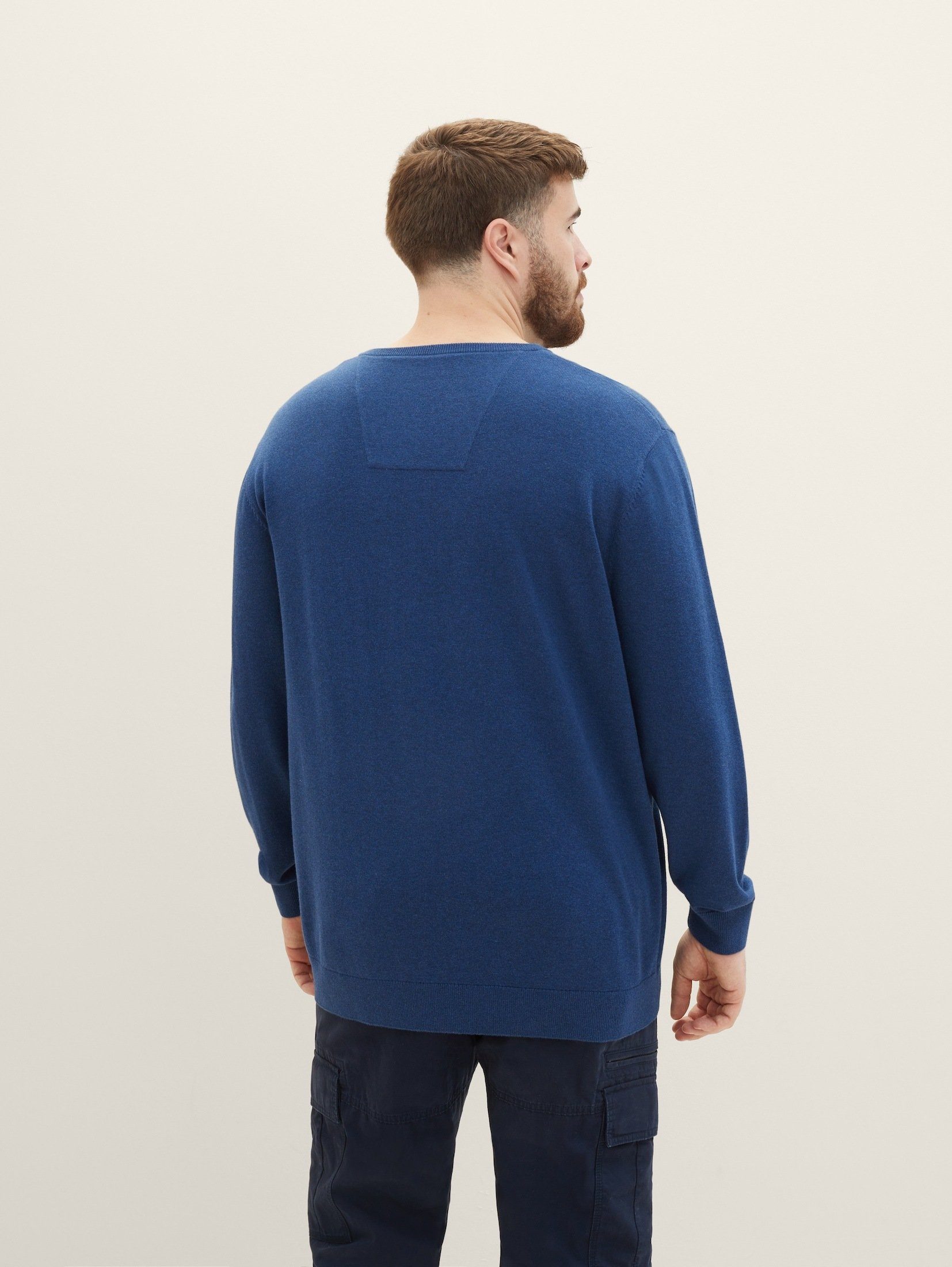 melange mit Strickpullover PLUS Logo-Stickerei - Basic Plus hockey dark TAILOR TOM blue Pullover