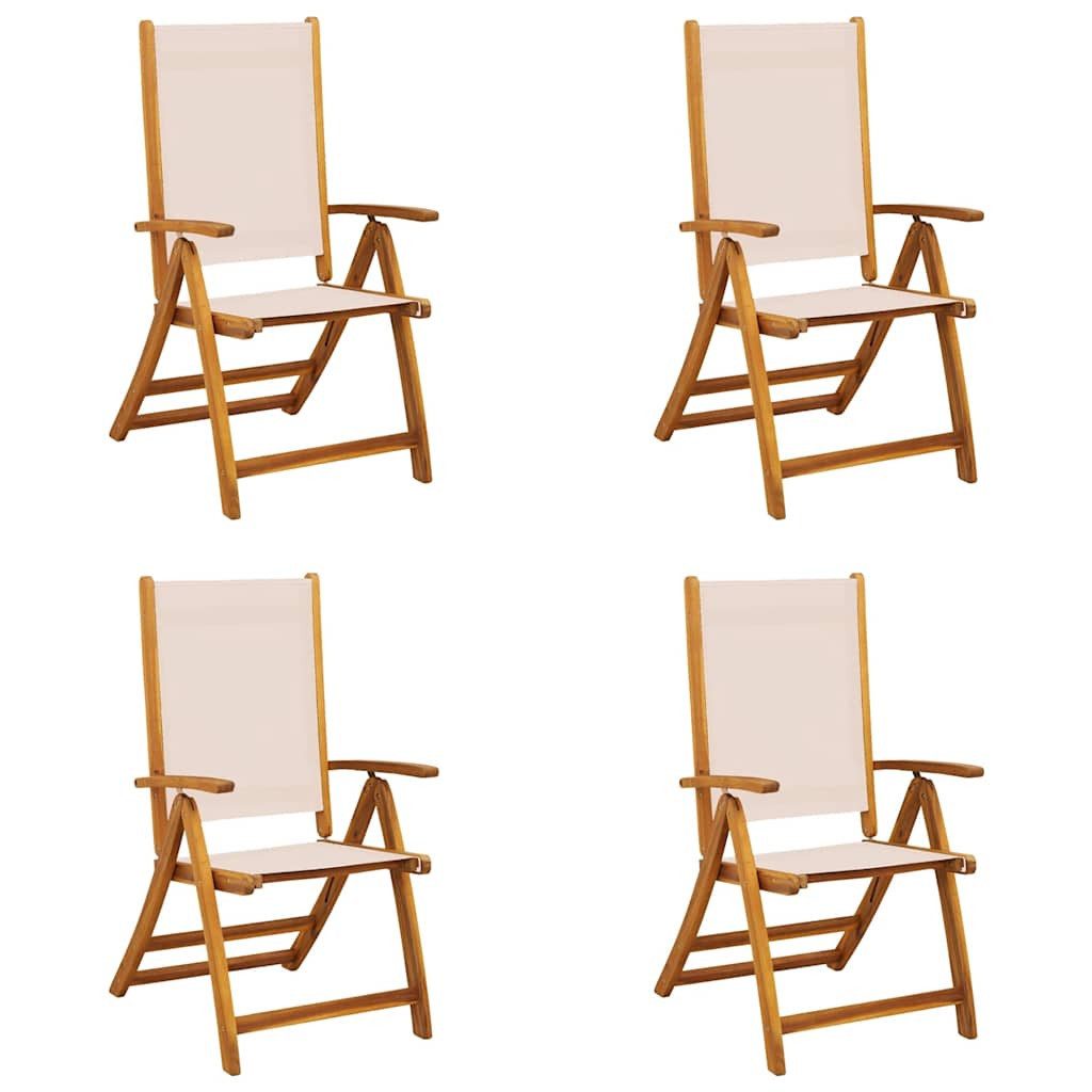 vidaXL Gartenstuhl Gartenstühle 4 Stk. Klappbar Massivholz und Textilene (4 St)
