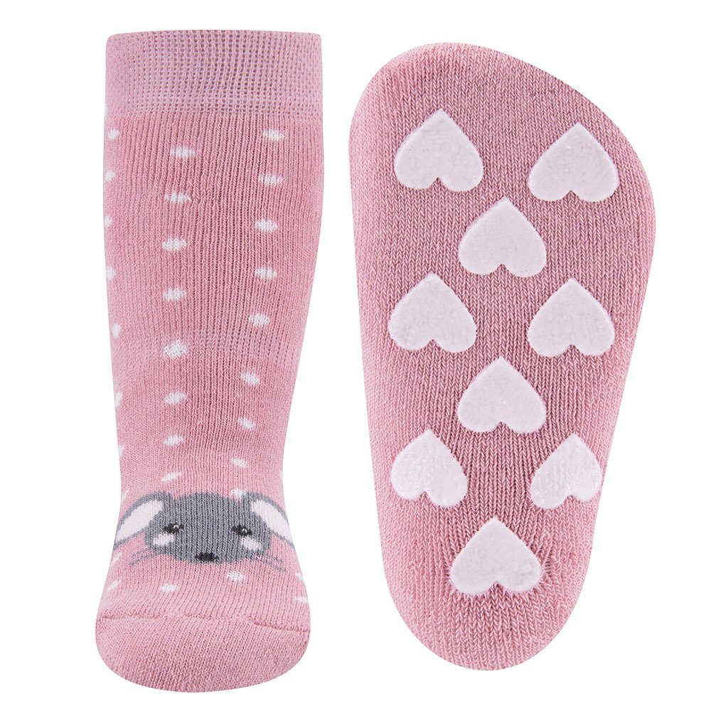Maus/Ringel Ewers (2-Paar) ABS-Socken Stoppersocken rosa-tinte