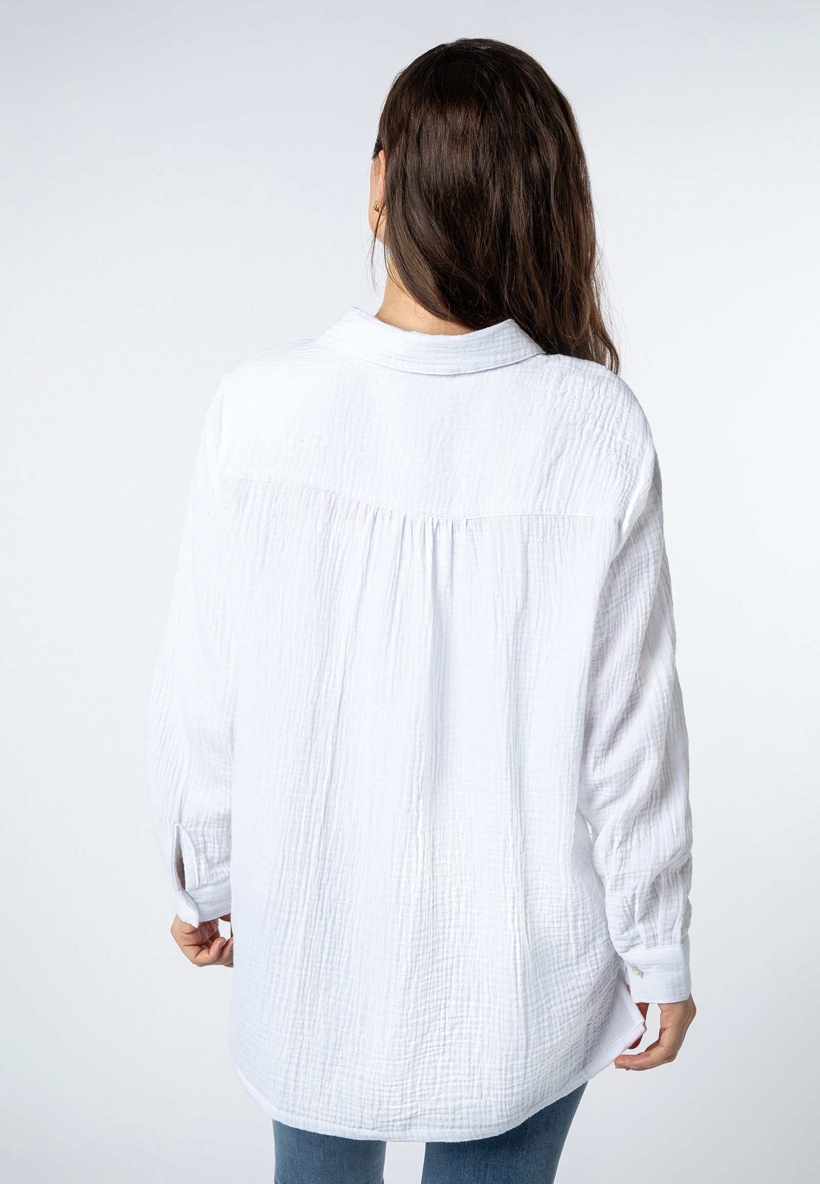 SUBLEVEL Langarmbluse Overcut Musselin Bluse Oversize Fit günstig online kaufen